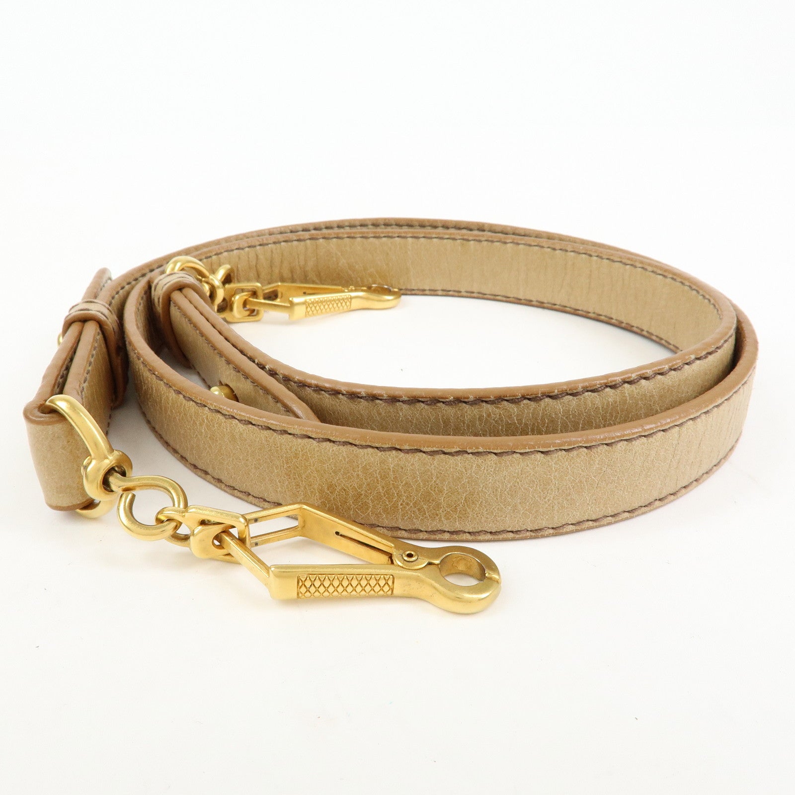 MIU MIU Leather 2Way Bag Hand Bag Shoulder Bag Beige RT0438