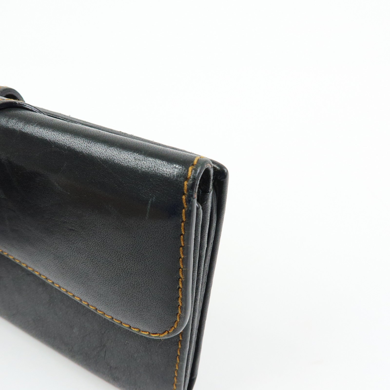 Christian Dior Gaucho Leather Long Wallet Belt Black