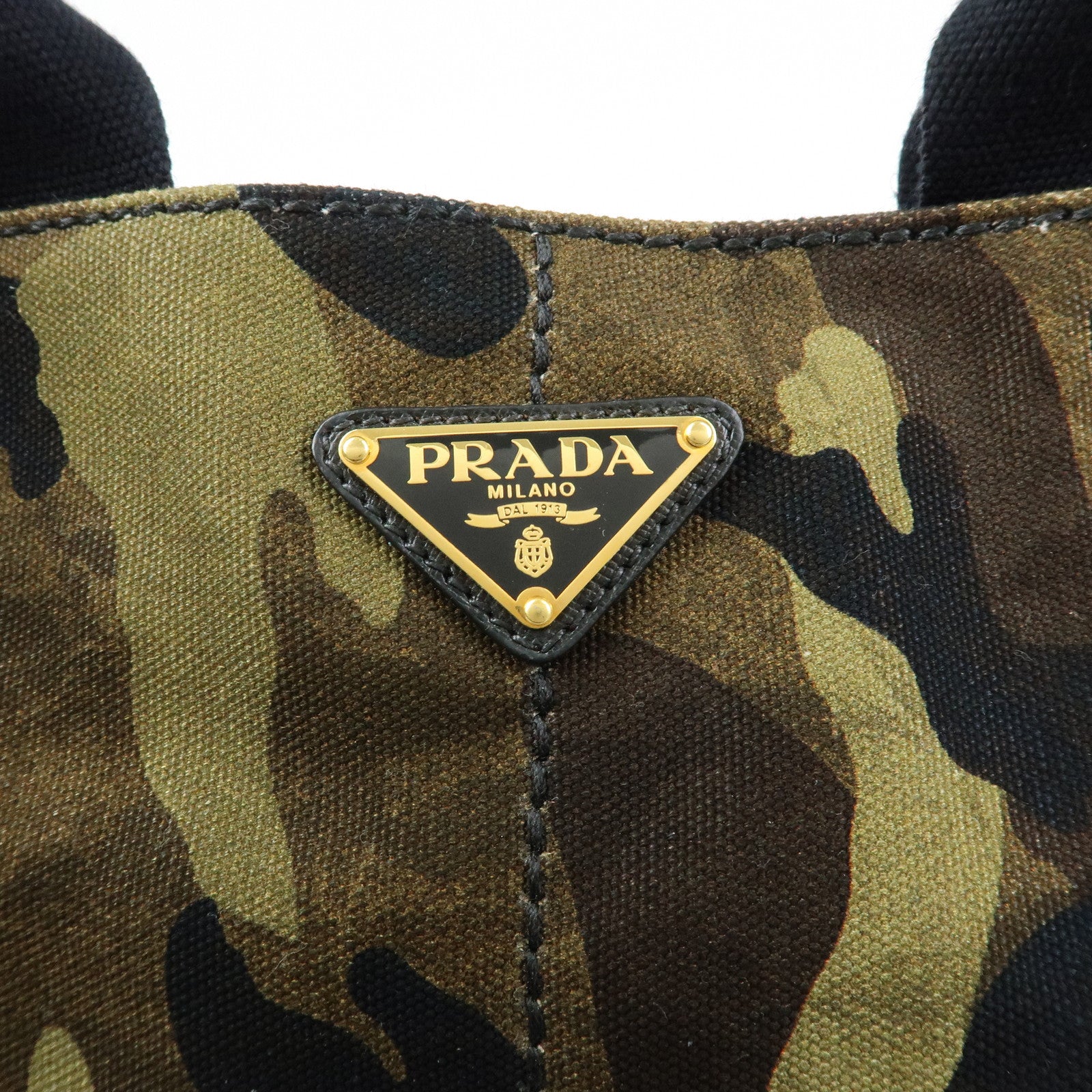 PRADA Triangle Logo Canapa Large Canvas Tote Bag Camouflage B1872B