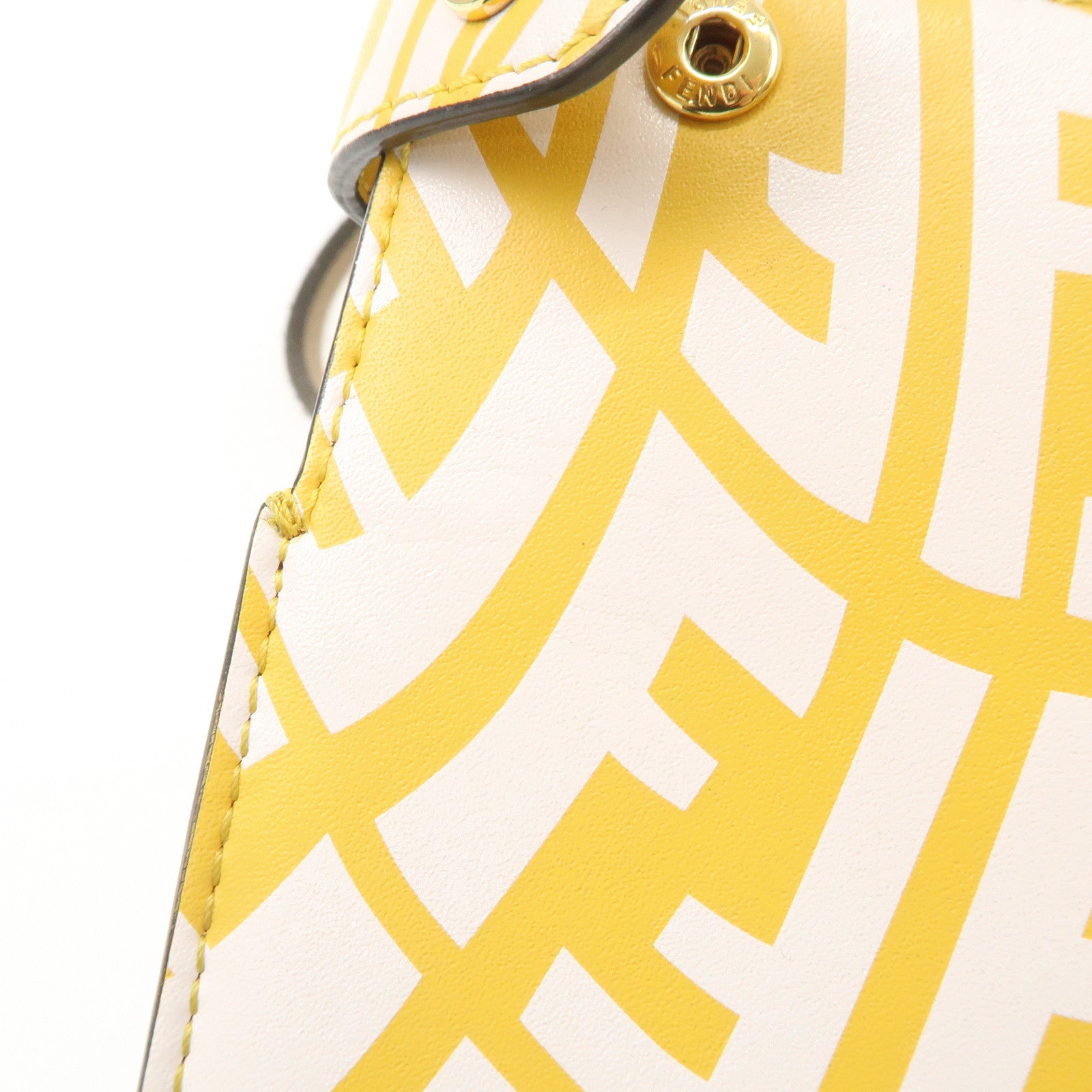 FENDI Leather Peekaphone Cellphone Case Shoulder Bag Yellow 8M0442 Used