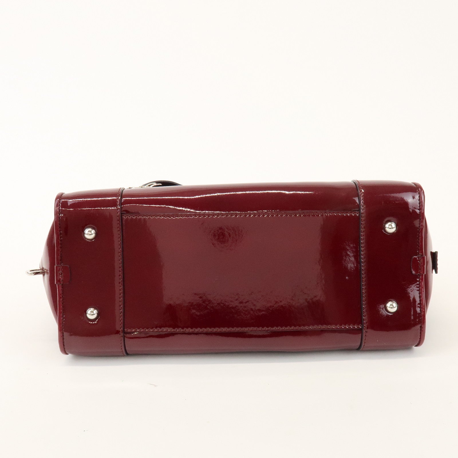LOEWE Anagram Amazona 32 Patent Leather Hand Bag Burgundy