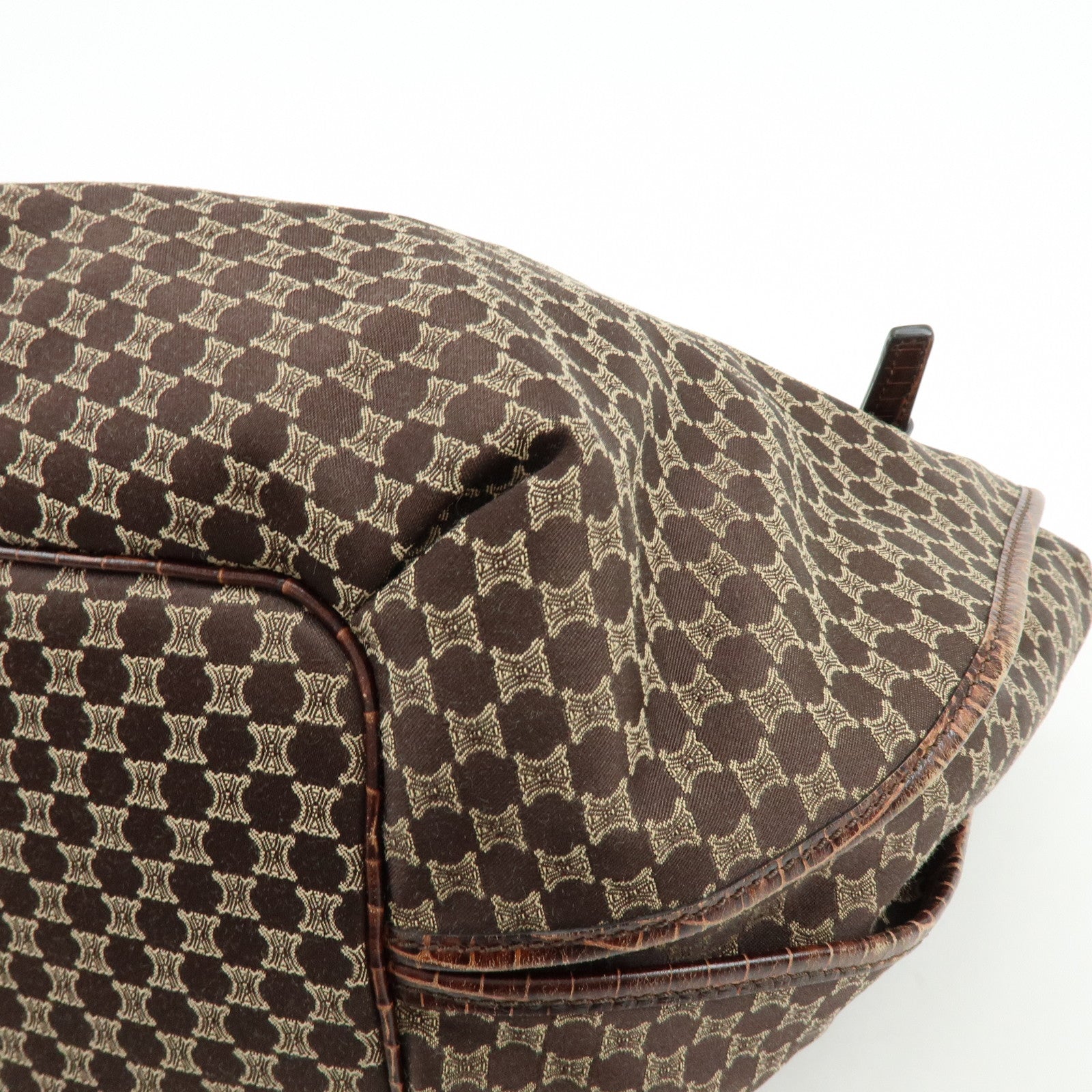 CELINE Macadam Bittersweet Canvas Embossed Leather Shoulder Bag