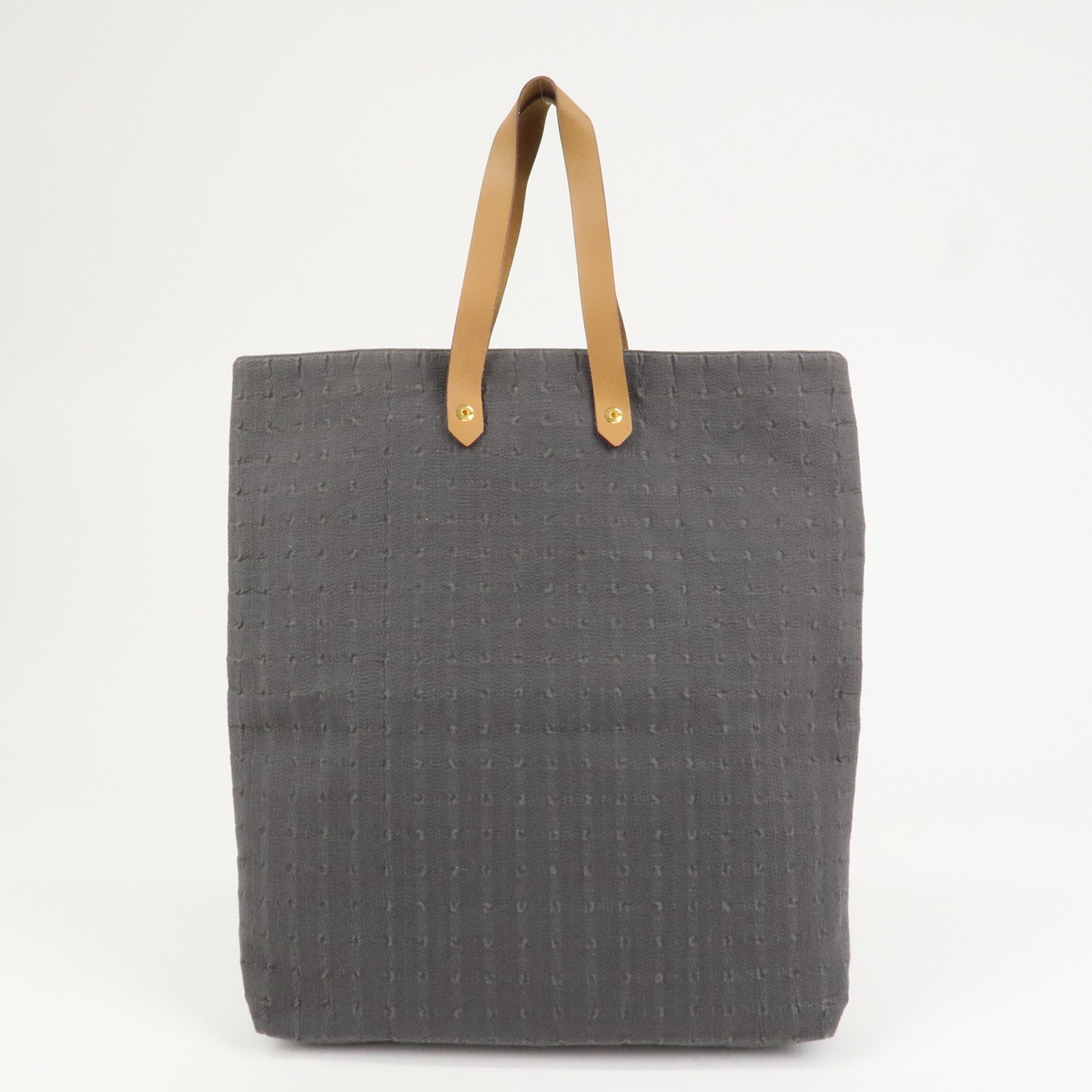 HERMES Ahmedabad GM Canvas Leather Tote Bag Gray Natural