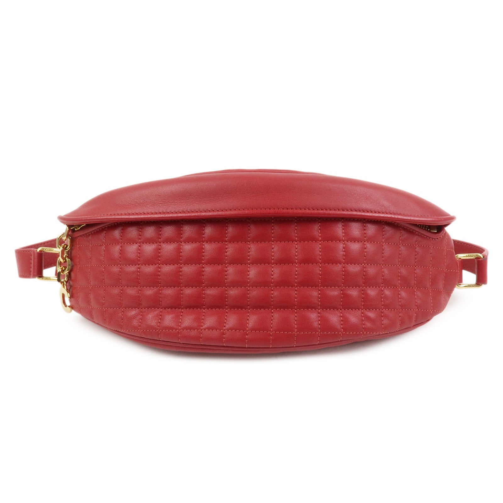 CELINE Leather C Charm Waist Bag Body Bag Red