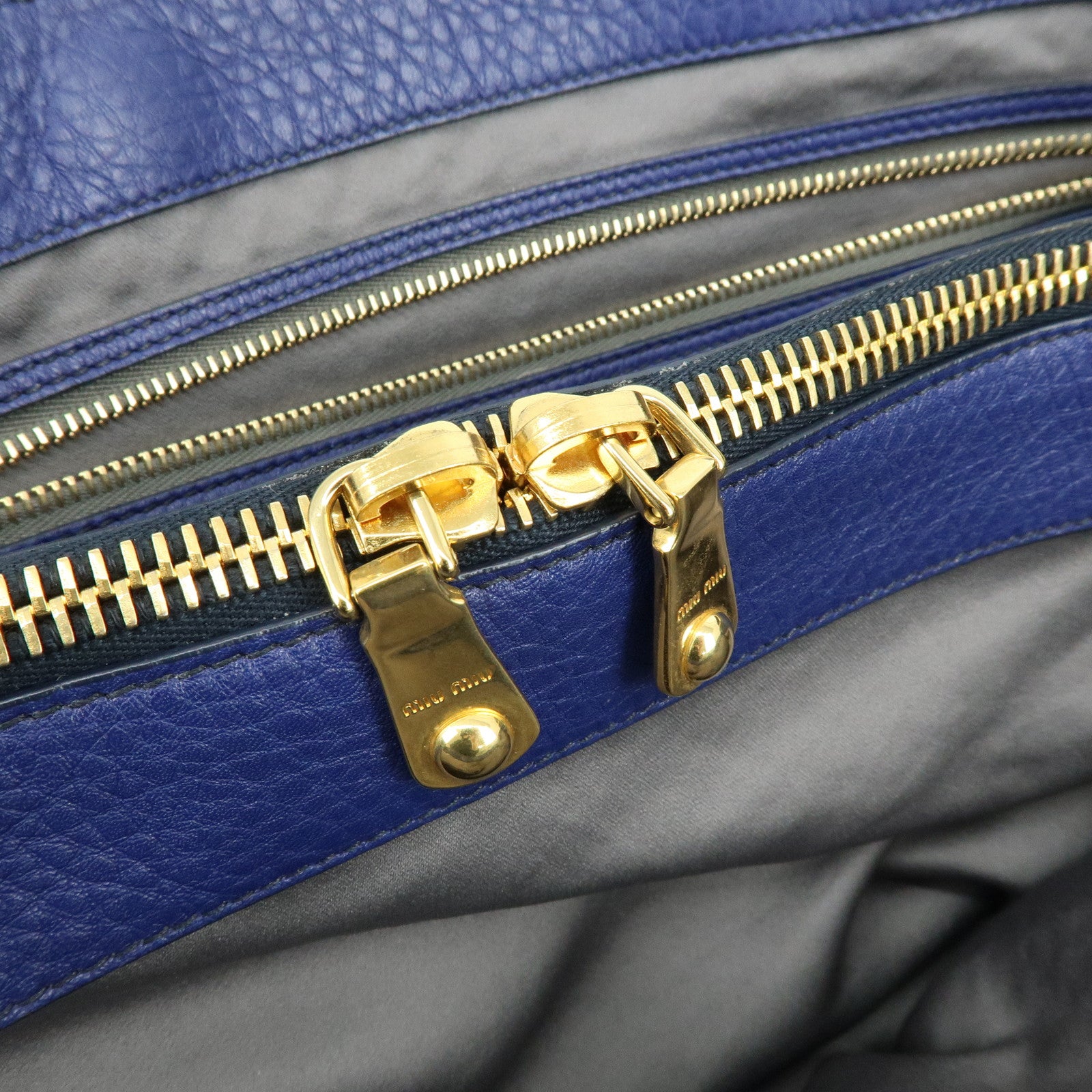 MIU MIU Leather 2Way Bag Hand Bag Shoulder Bag Blue