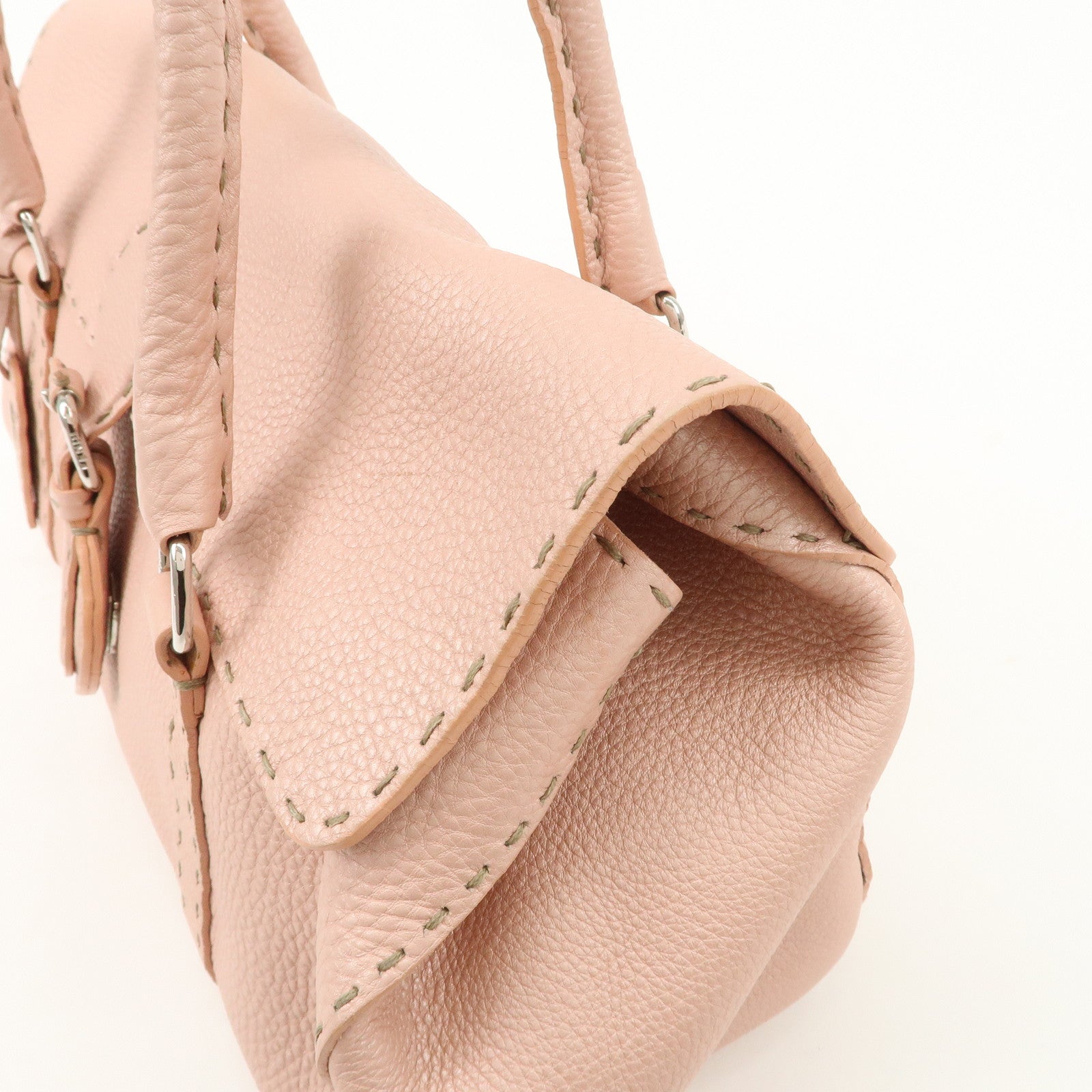 FENDI Seleria Linda Leather Shoulder Bag Hand Bag Pink 8BR442