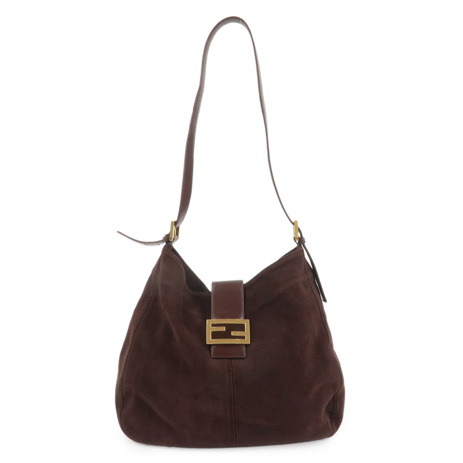 FENDI Suede Leather Shoulder Bag Hand Bag Brown 26327