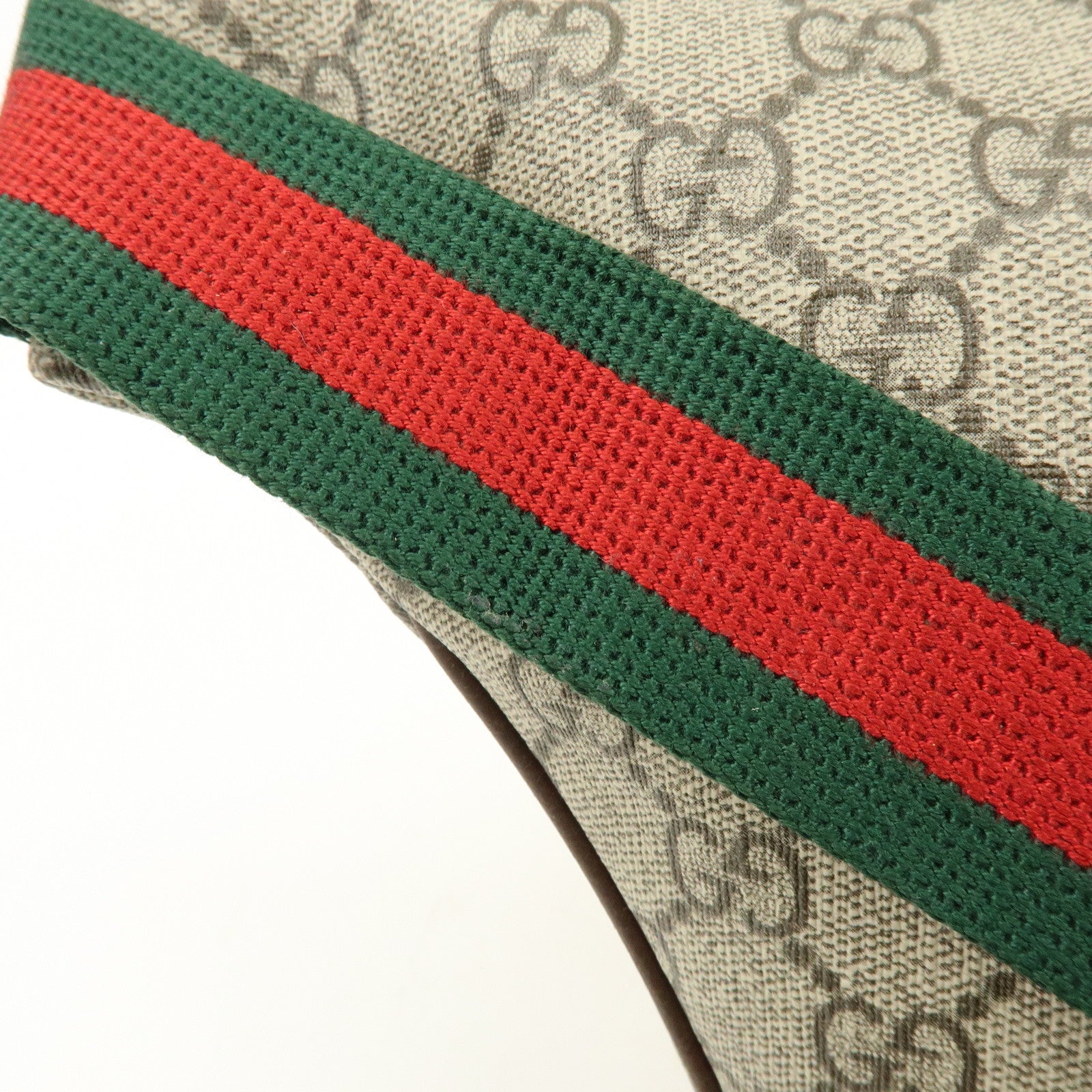 GUCCI Sherry GG Supreme Canvas Leather Waist Bag Gray Brown 529711