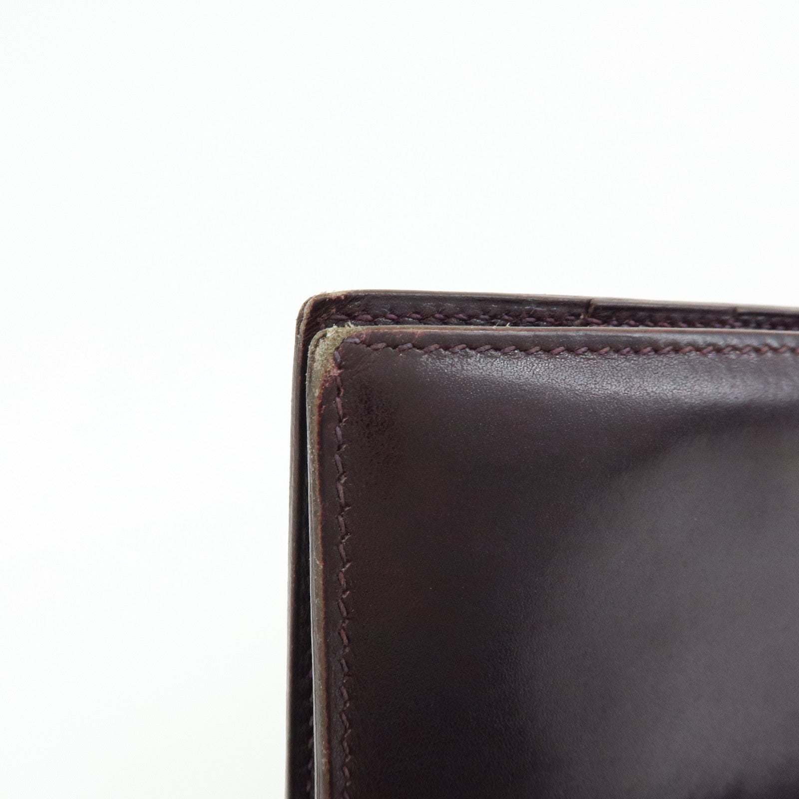 HERMES Bearn Box Calf Leather Bi-fold Long Wallet Purple