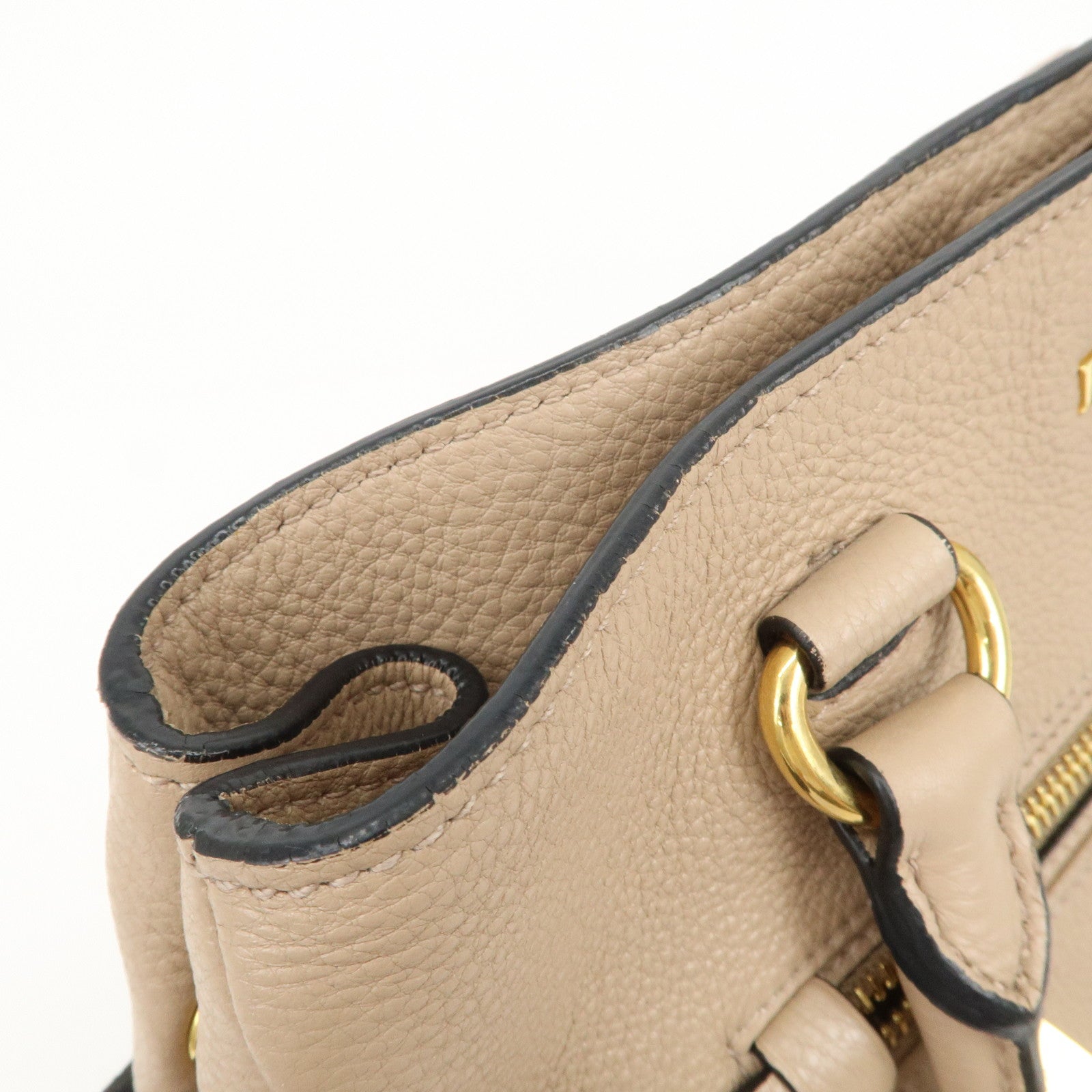 PRADA Logo Leather 2Way Shoulder Bag Hand Bag Pink Beige 1BG044