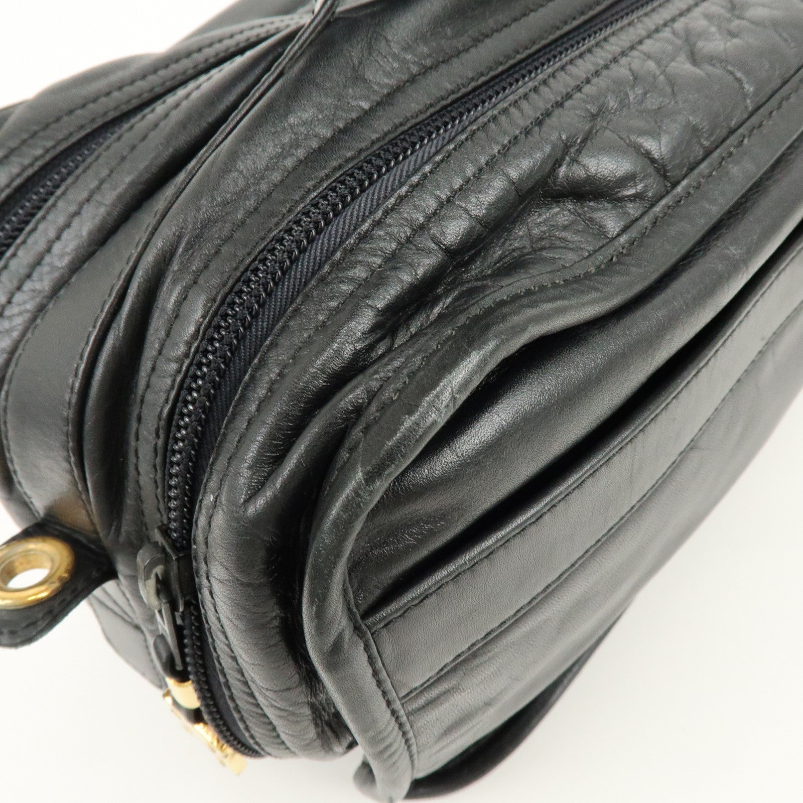 LOEWE Logo Anagram Calf Leather 2Way Hand Shoulder Bag Black