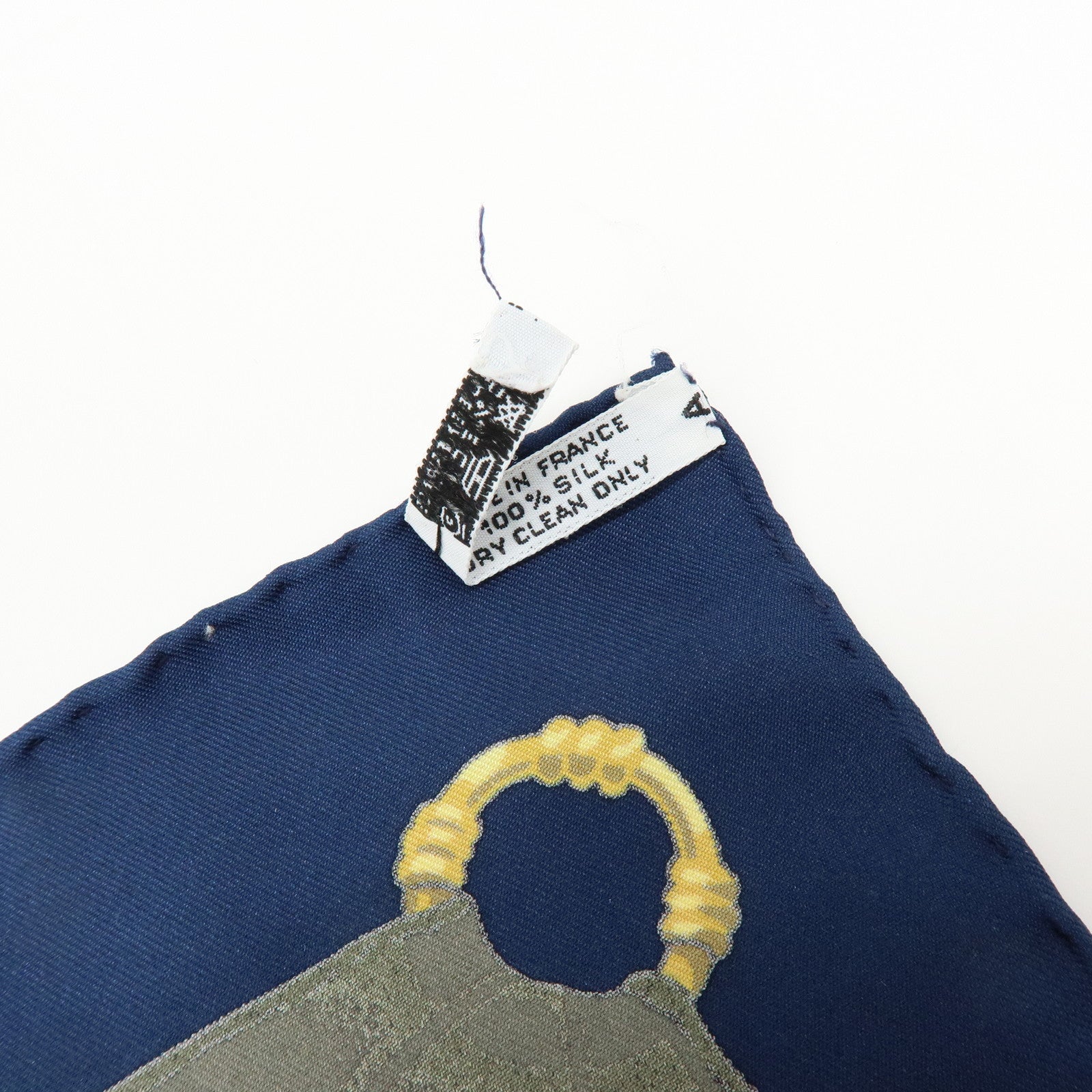 HERMES Carre 90 Silk 100% Soleil de Soie Scarf Gold Red Navy
