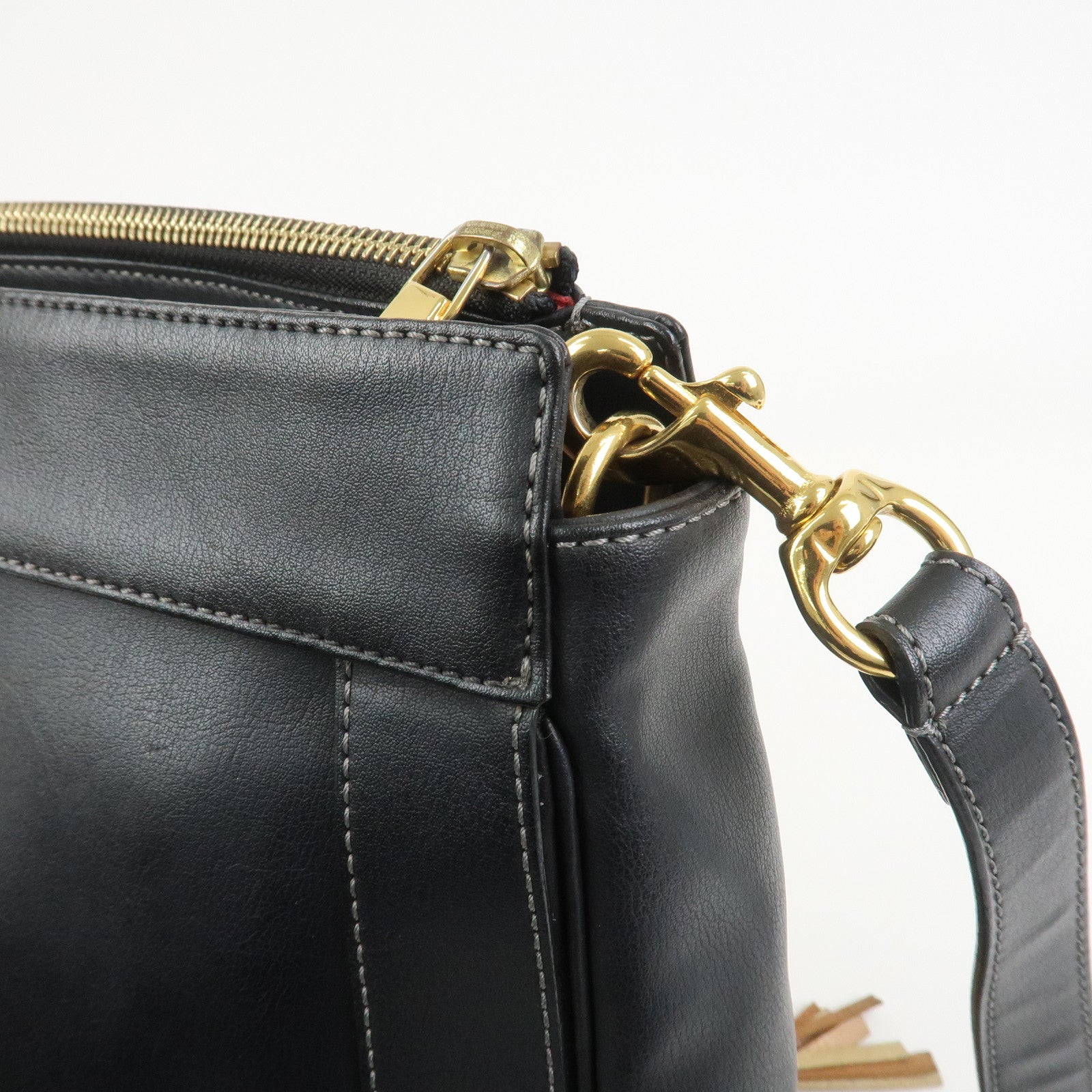 Chloe Eden Logo Leather Shoulder Bag Crossbody Bag Black Brown