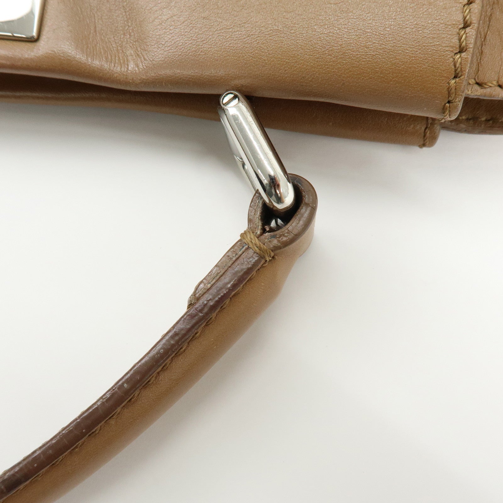 FENDI Peekaboo Leather 2Way Shoulder Bag Hand Bag Camel 8BN226