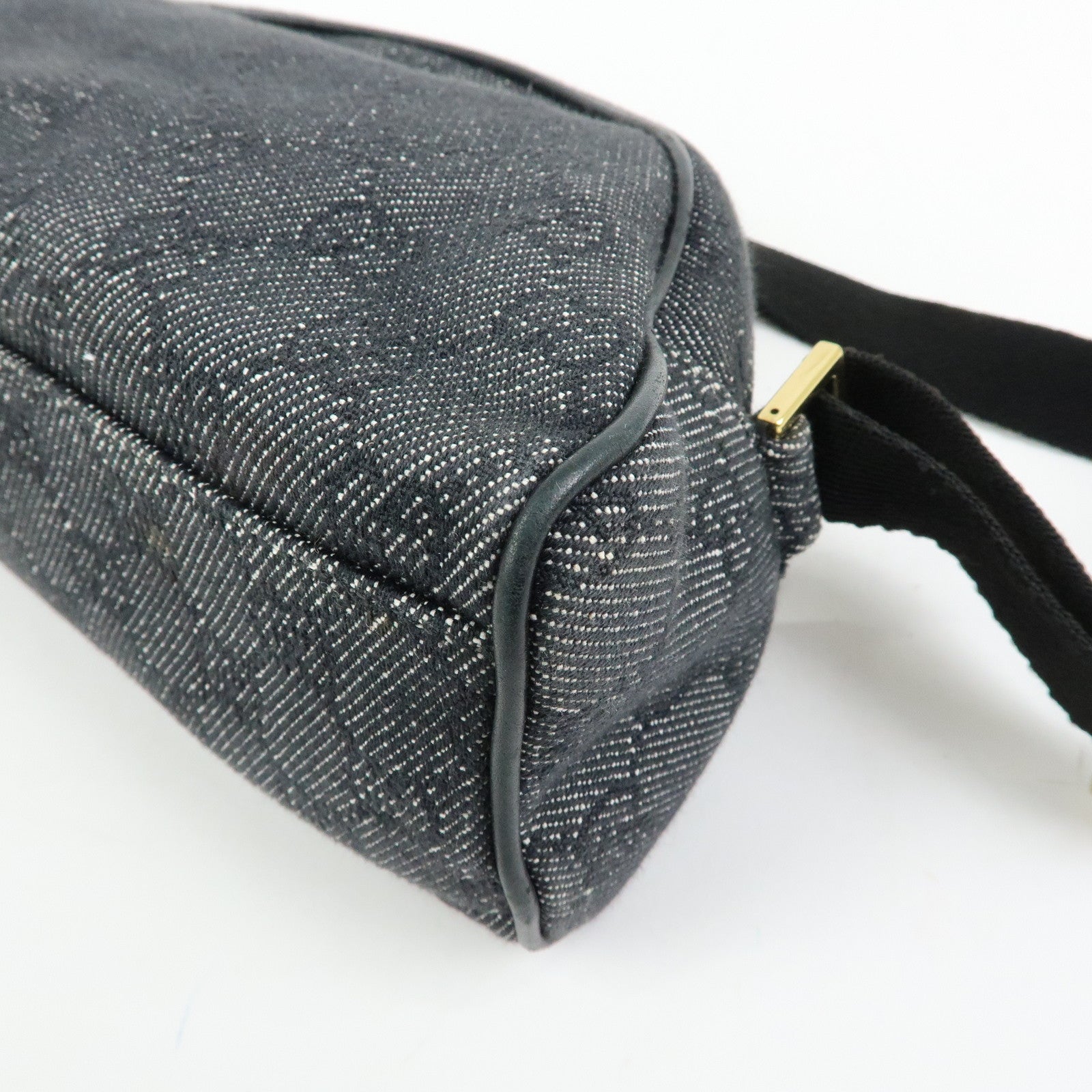 GUCCI Half Moon GG Denim Shoulder Bag Hand Bag Black 90781