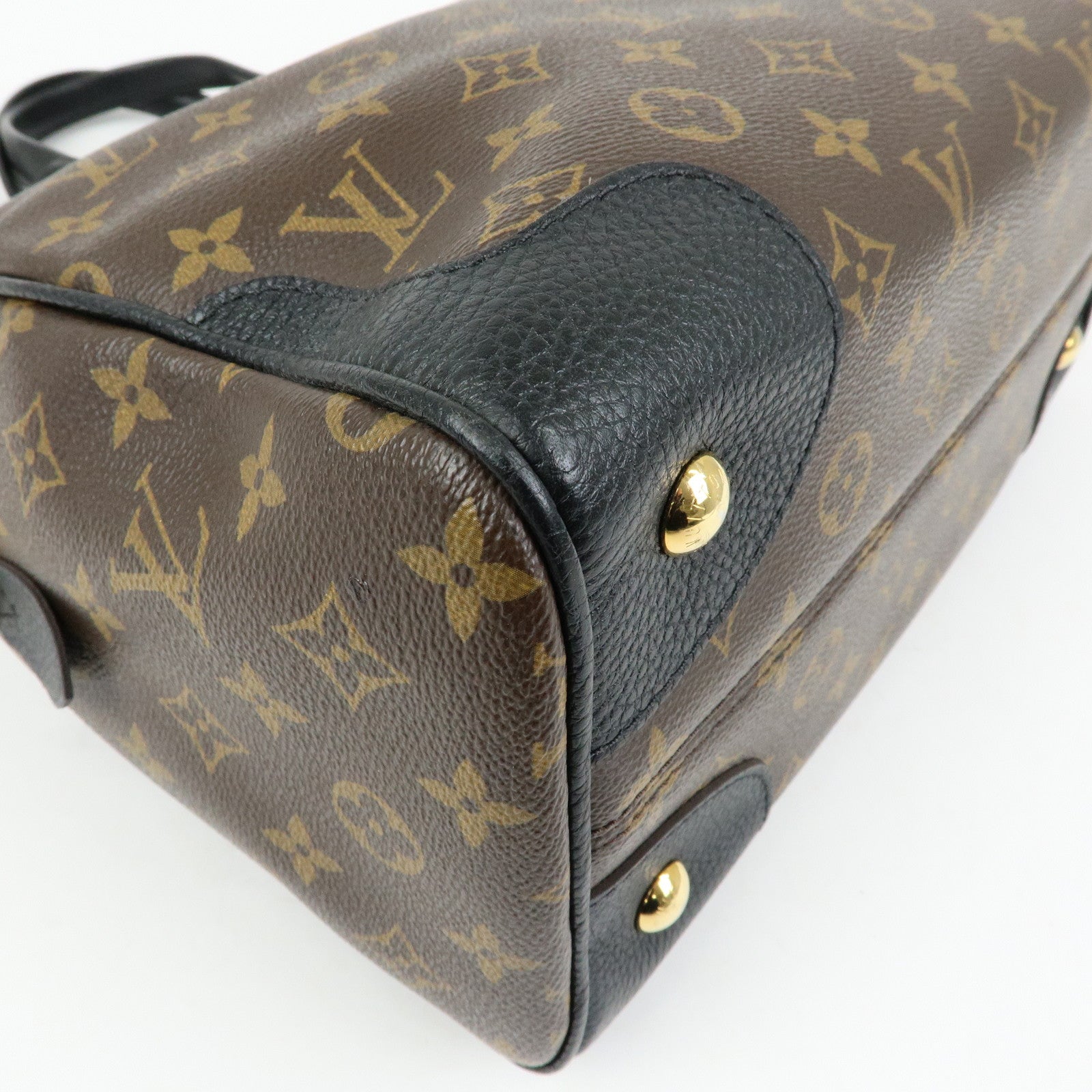 Louis Vuitton Monogram Canvas Leather Retiro Hand Bag Brown M50058
