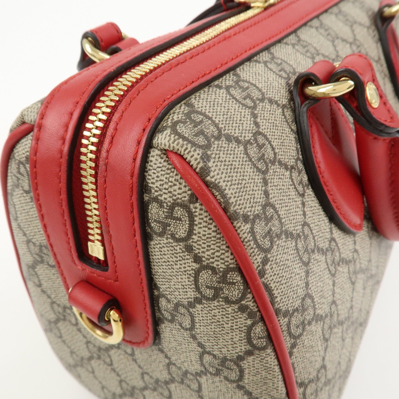 GUCCI GG Supreme Leather 2WAY Bag Shoulder Bag Beige Red 409529