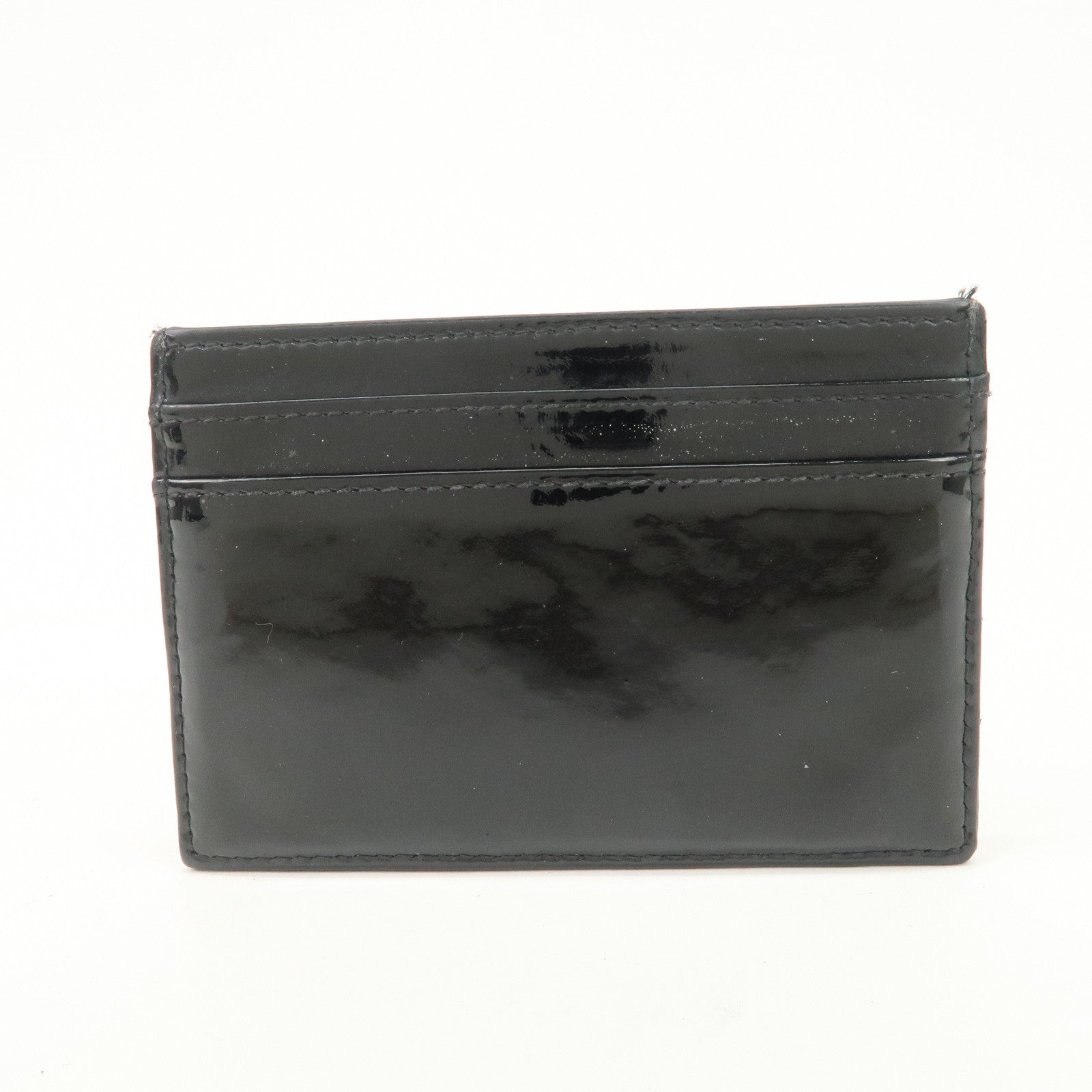 CHANEL COCO Mark Matelasse Patent Leather Card Case Black A48703