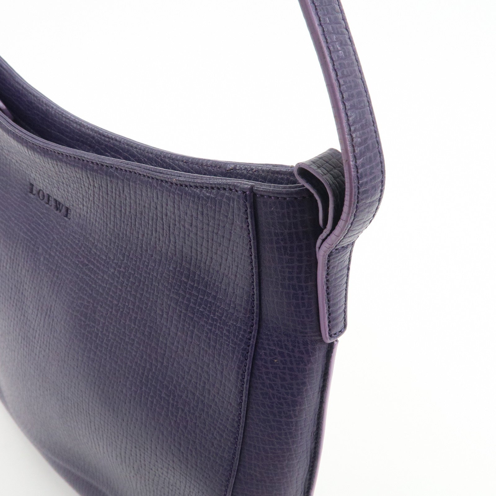 LOEWE Leather Shoulder Bag Hand Bag Purple