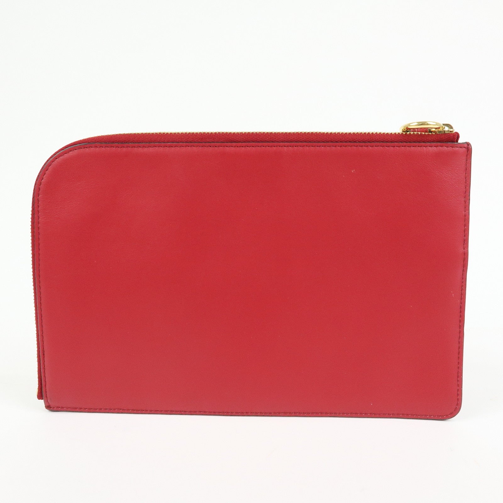 Chloe See By Chloe Embossed Leather Clutch Bag Flat Pouch Red