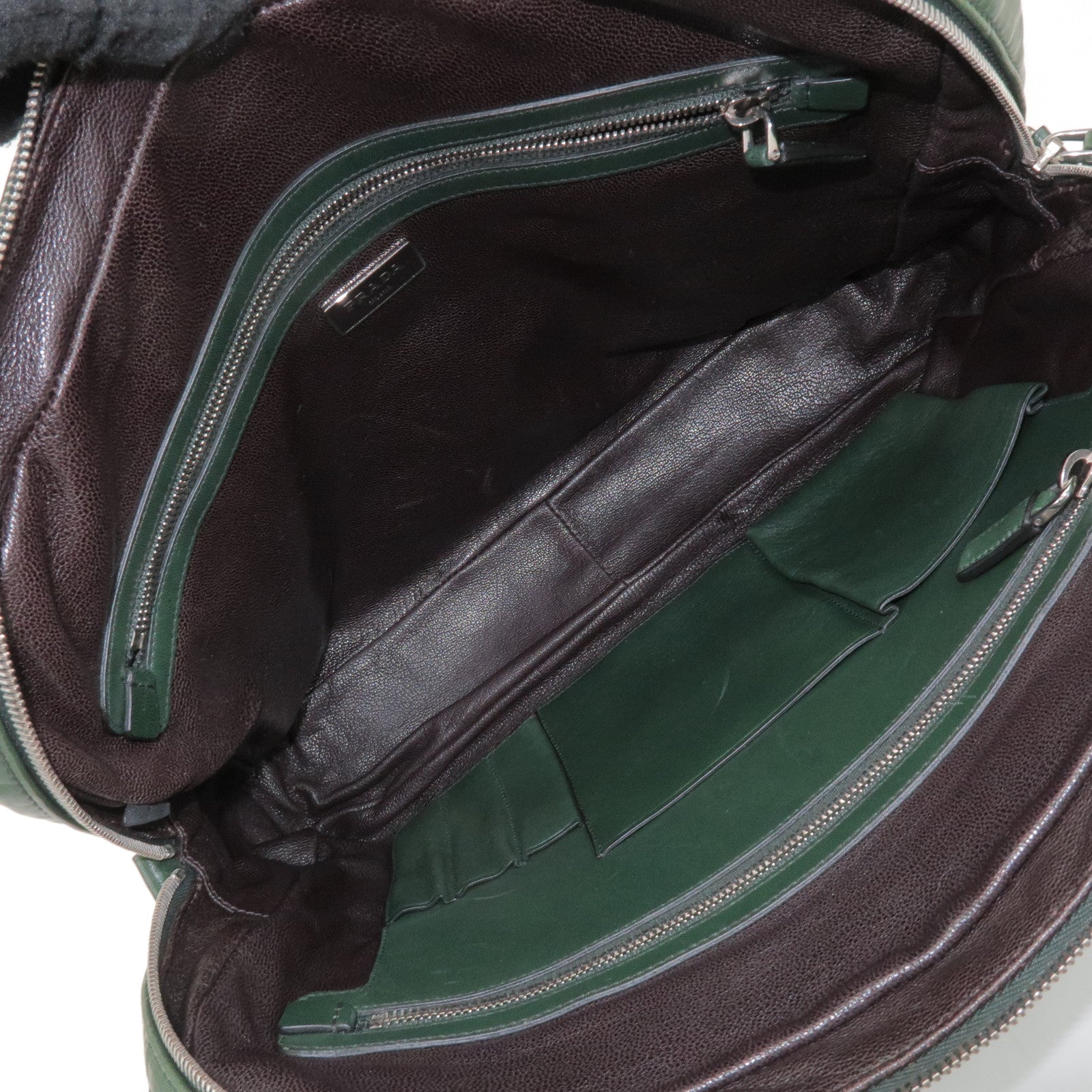 PRADA Triangle Logo 2Way Leather Hand Bag Shoulder Bag Green