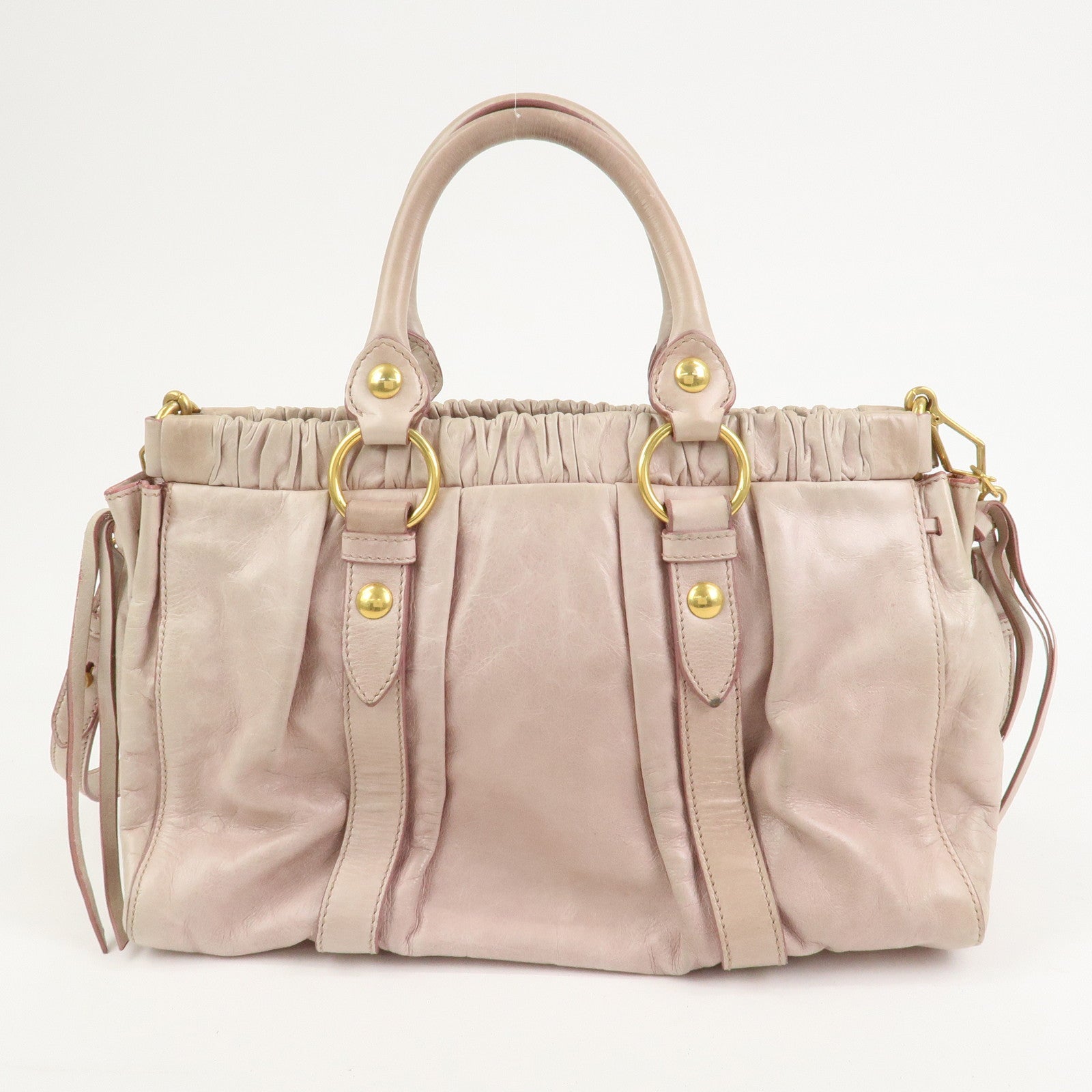 MIU MIU Logo Leather 2Way Bag Shoulder Bag Hand Bag Pink RT0383