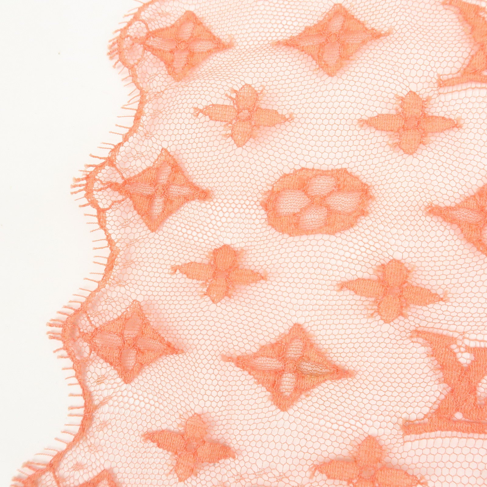 Louis Vuitton Monogram Silk Cotton Nylon Scarf Flower Print Orange
