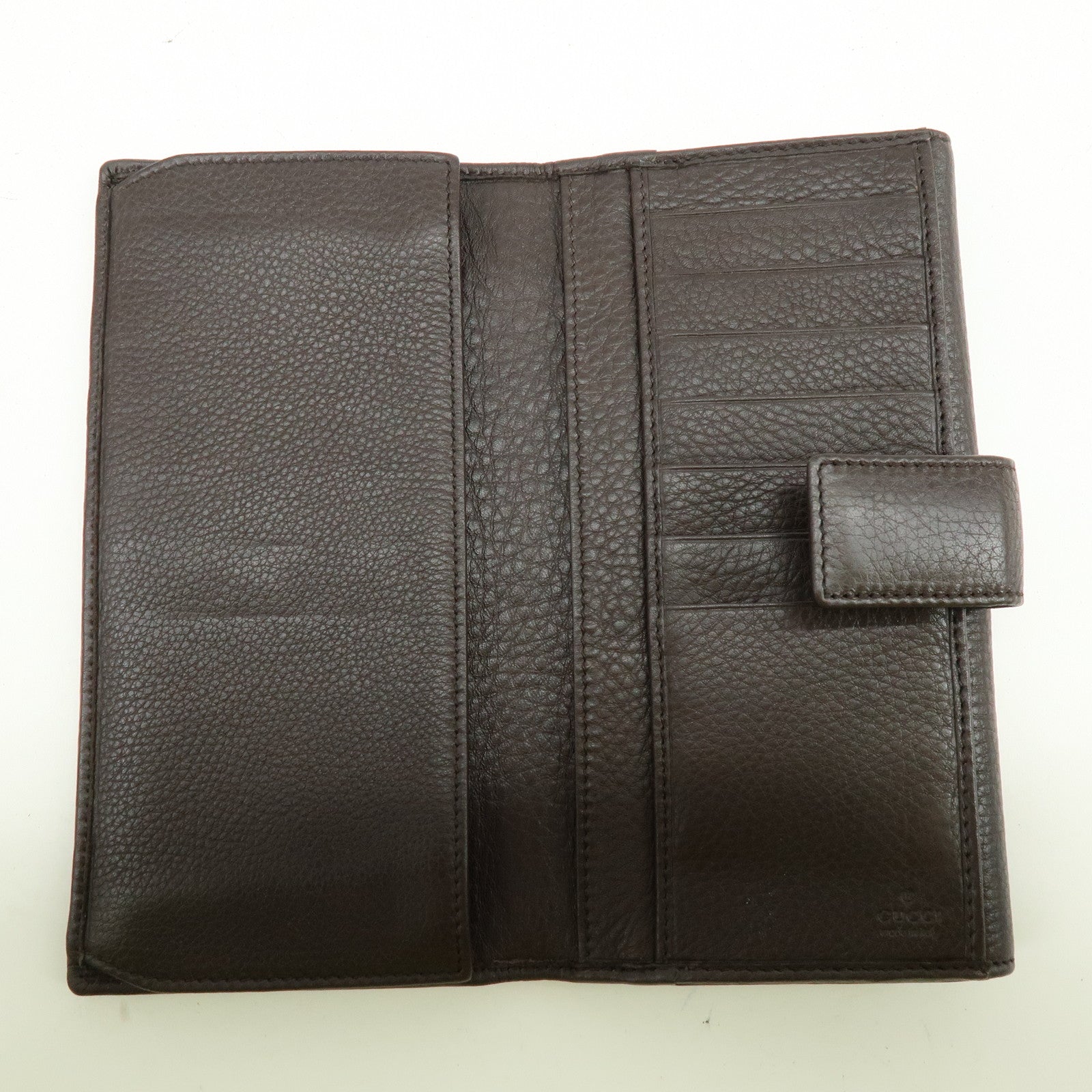 GUCCI Interlocking G Sherry Leather Long Wallet Dark Brown 29535