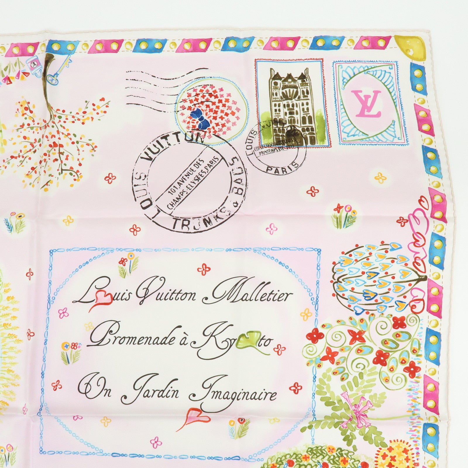 Louis Vuitton Silk 100% Scarf Voyage Autour De Ma Malle M72898