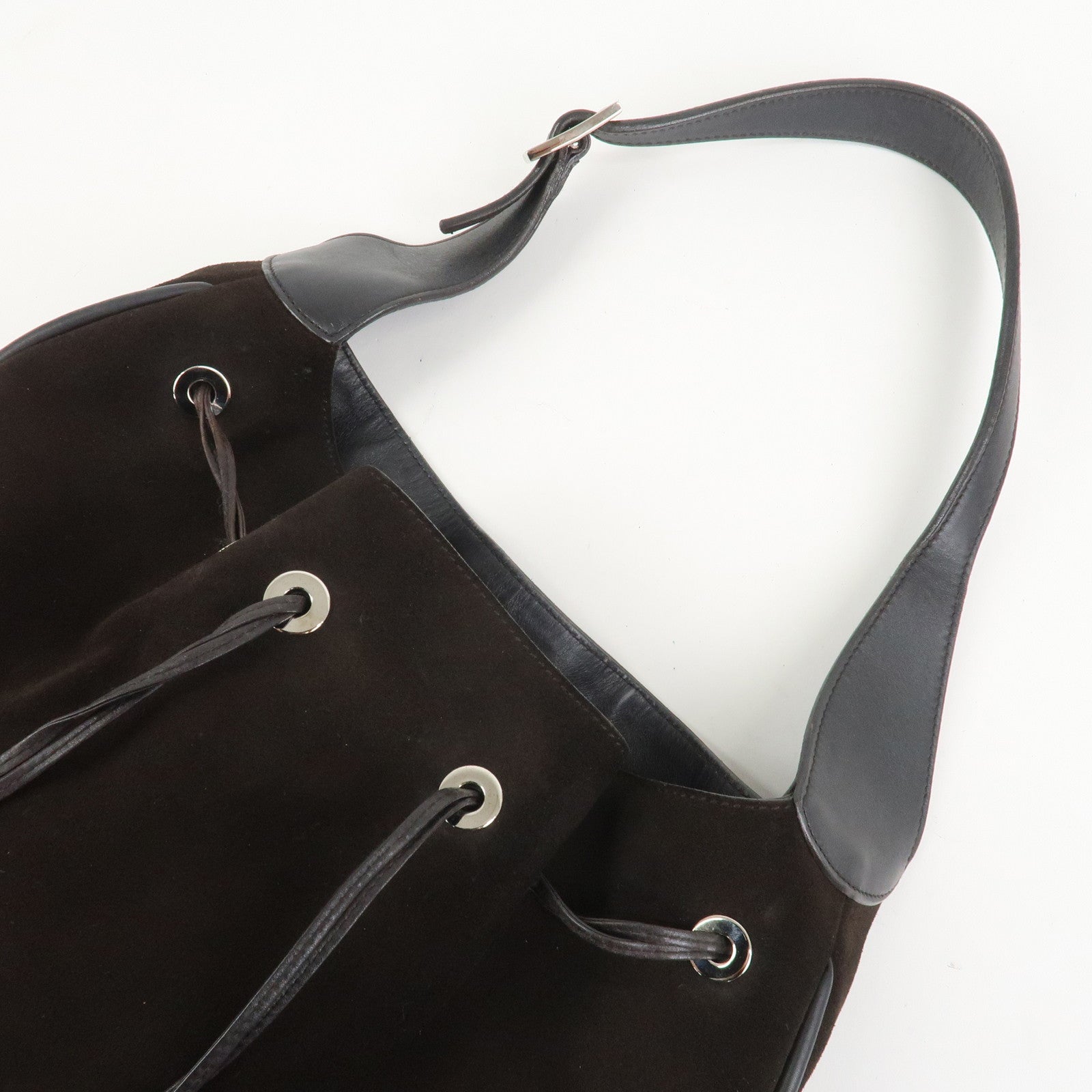 GUCCI Suede Leather Shoulder Bag Dark Brown 001・4030