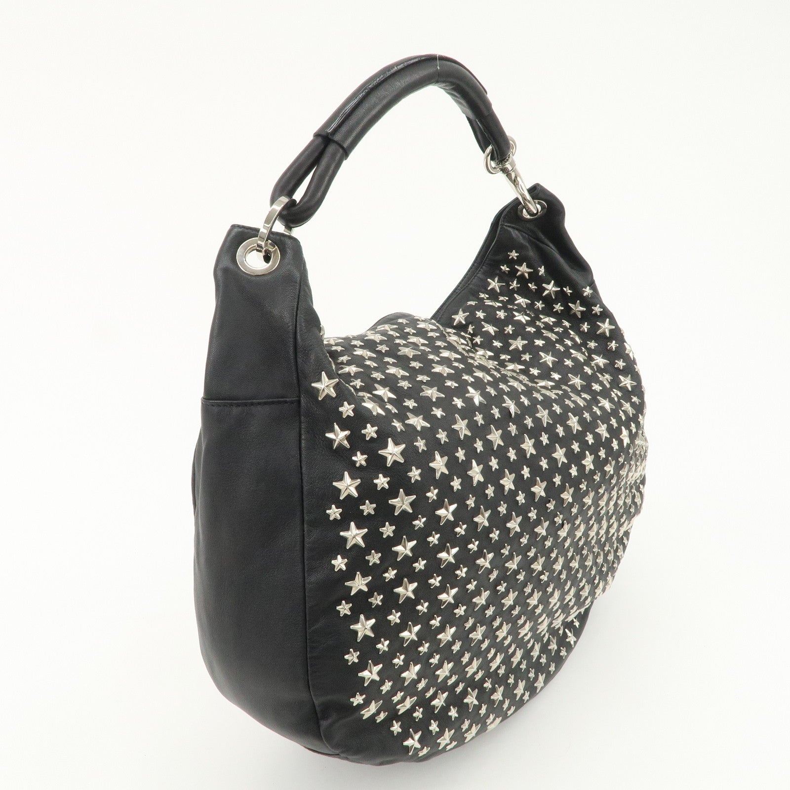 JIMMY CHOO Sky Bag Studs Leather Shoulder Bag Black