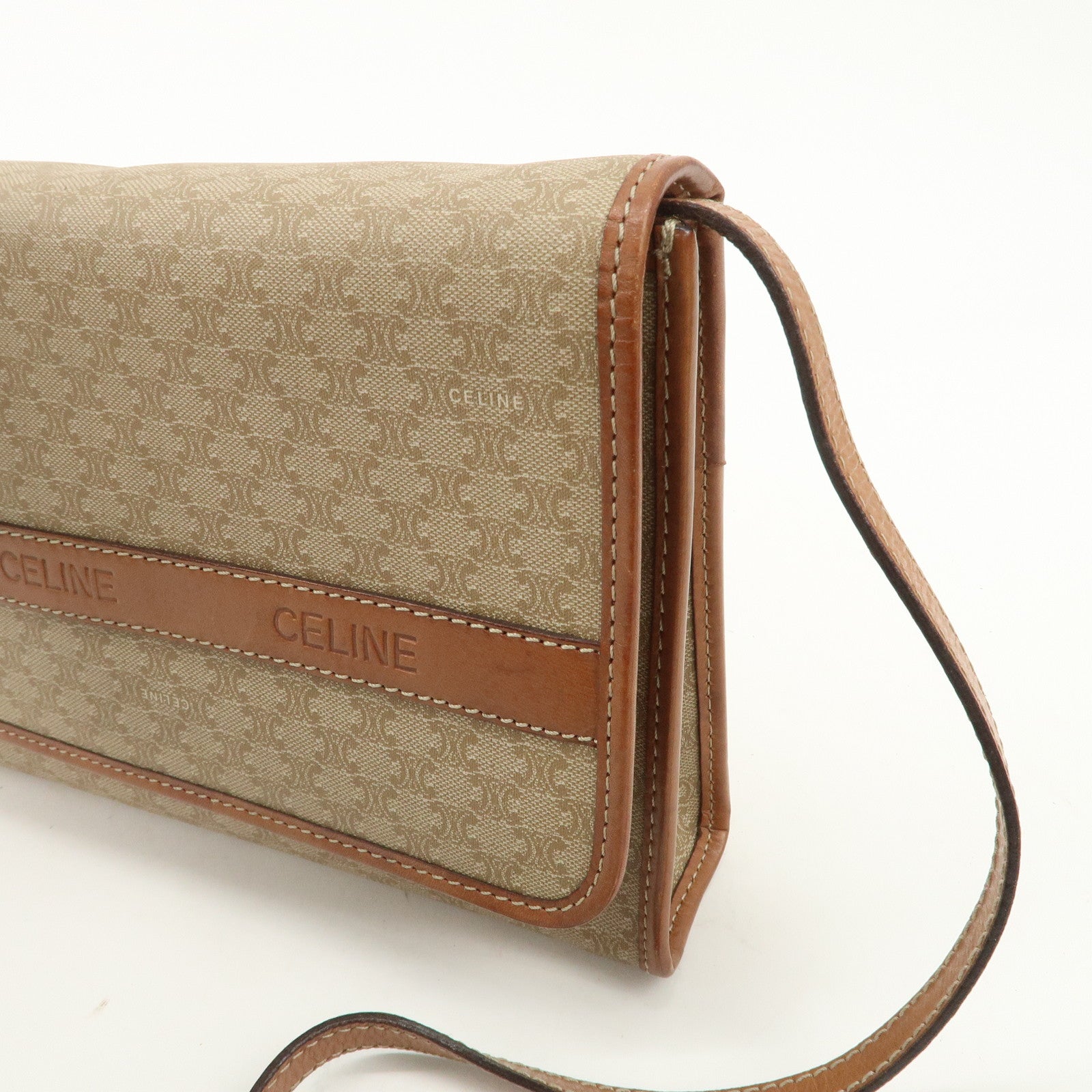 CELINE Macadam PVC Leather 2Way Bag Shoulder Bag Beige