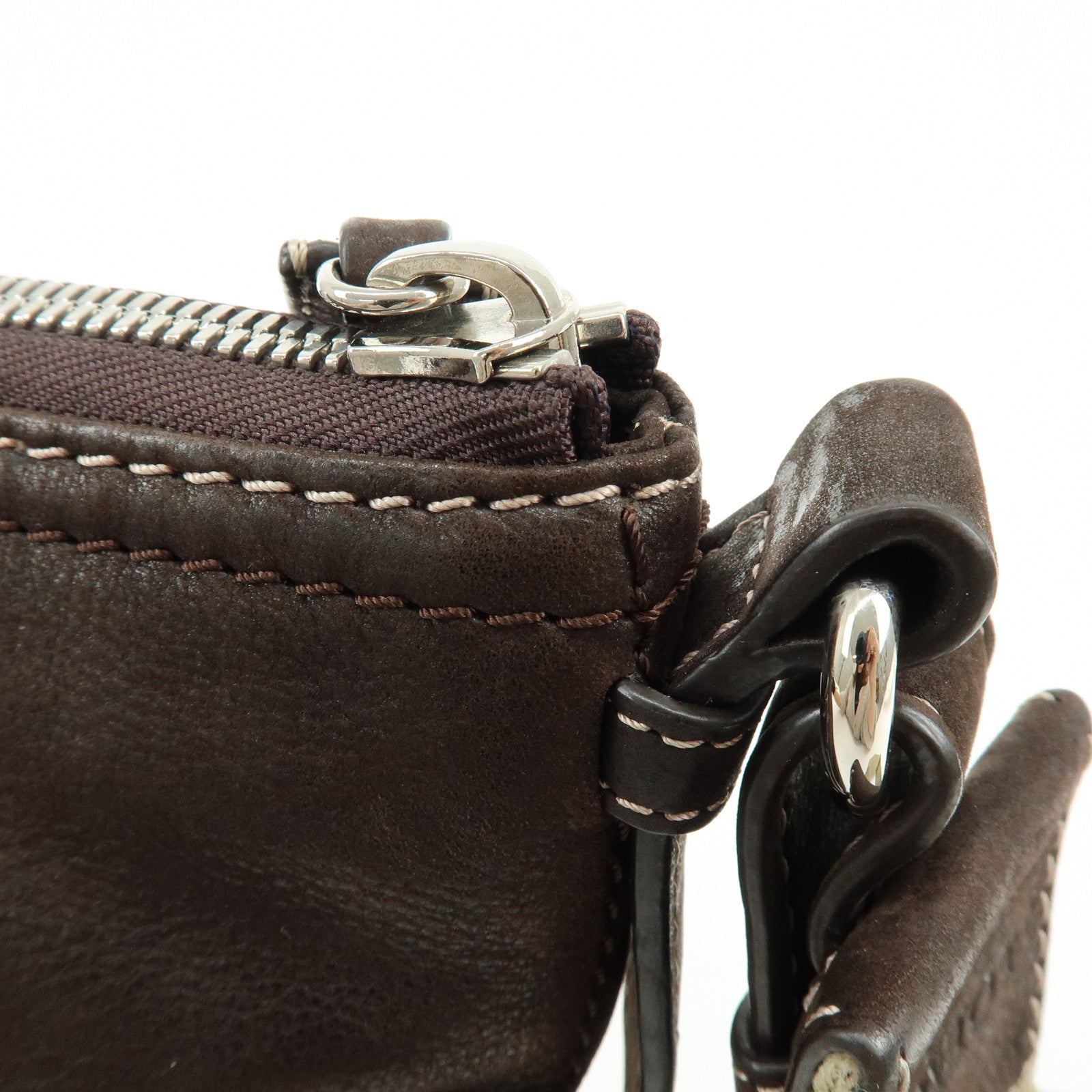 LOEWE Anagram Leather Shoulder Bag Crossbody Bag Brown