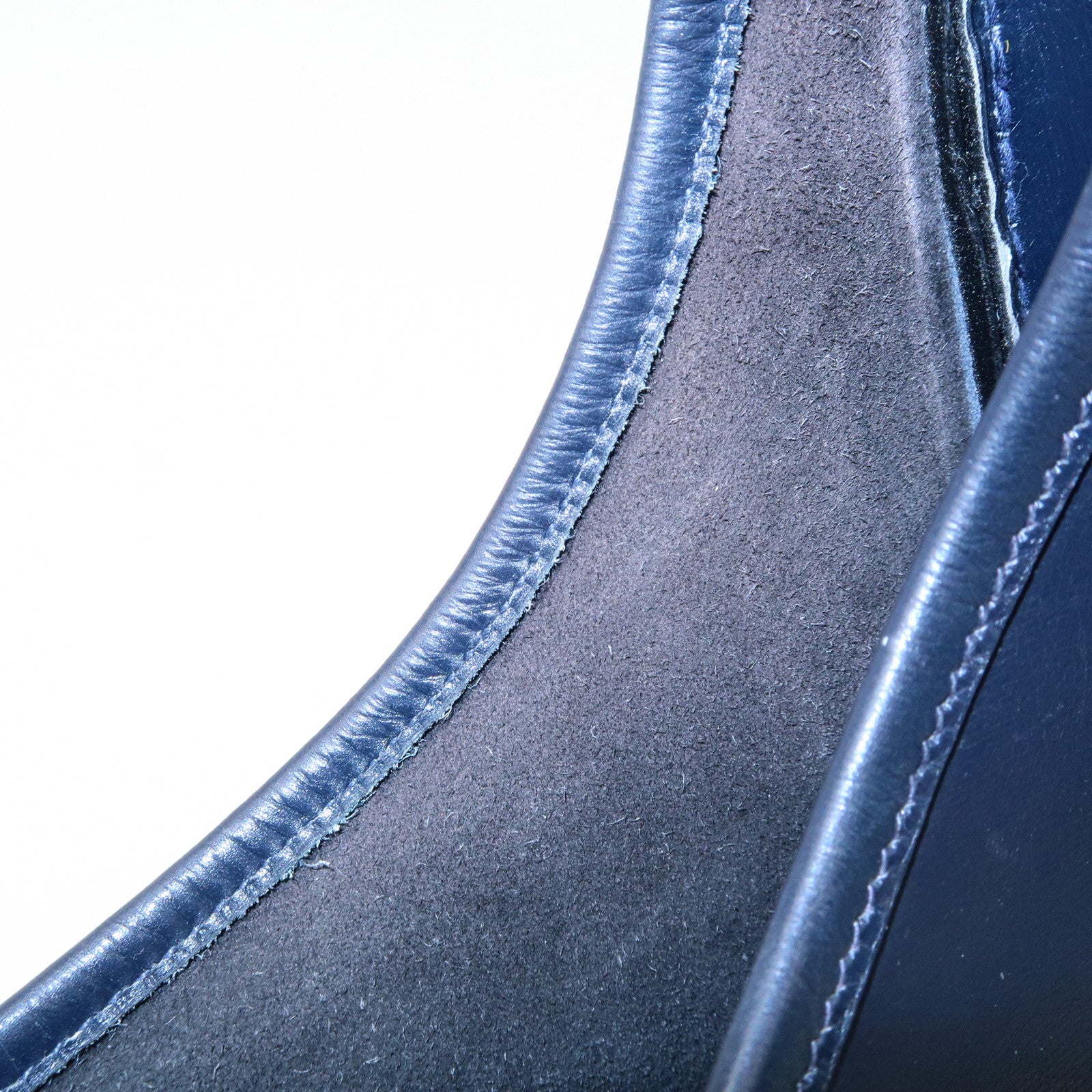 HERMES Saco Leather M Stamped Shoulder Bag Crossbody Bag Navy Used