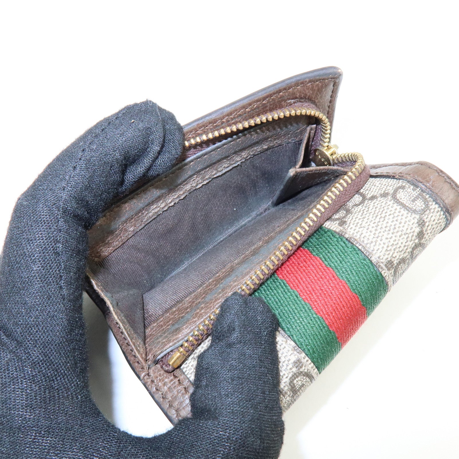 GUCCI Ophidia GG Supreme Leather Tri-Fold Compact Wallet 644334