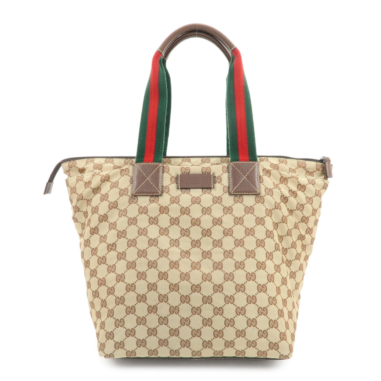 GUCCI Sherry GG Canvas Leather Tote Bag Shoulder Bag Brown 131231