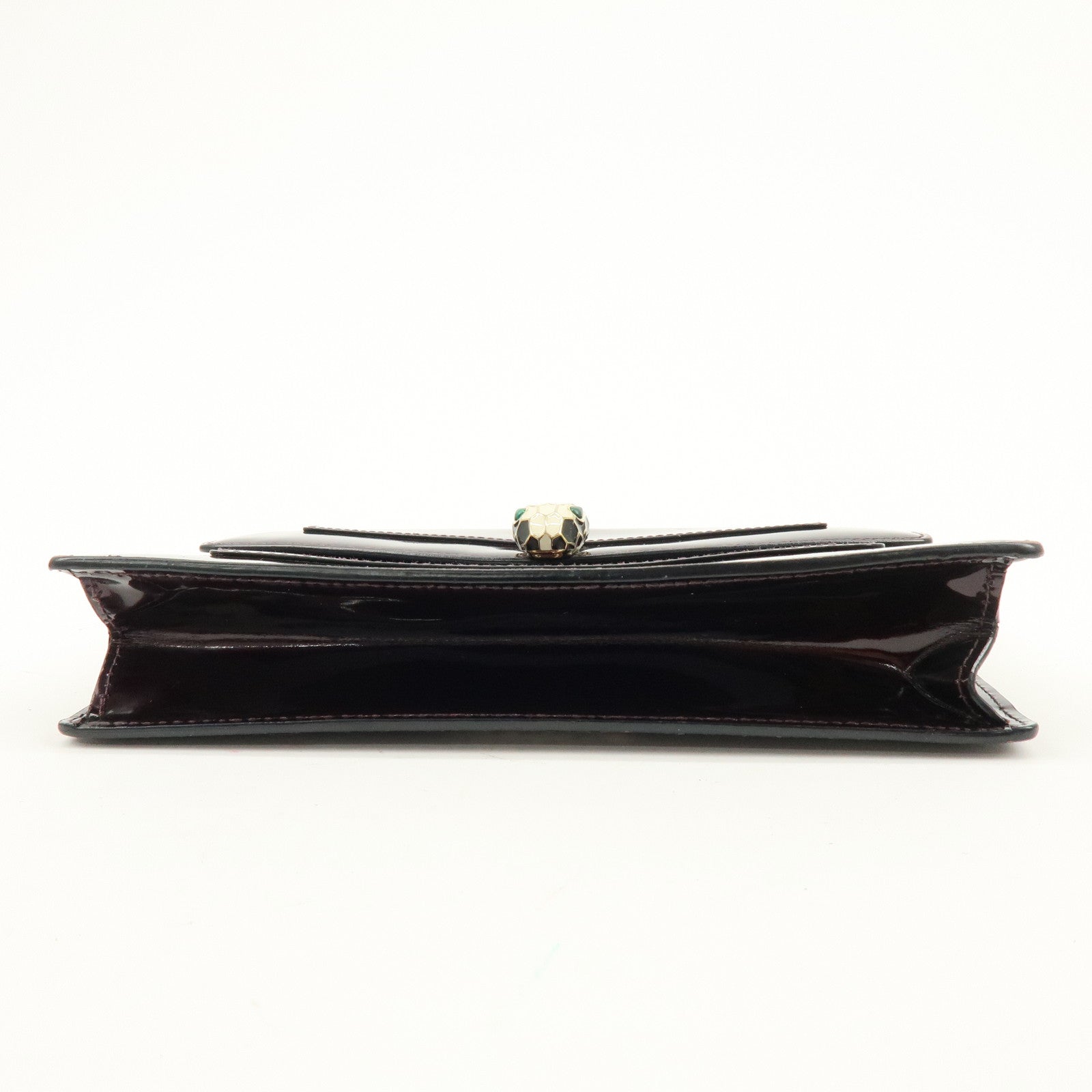 BVLGARI Serpenti Forever Patent Leather Chain Wallet Purple