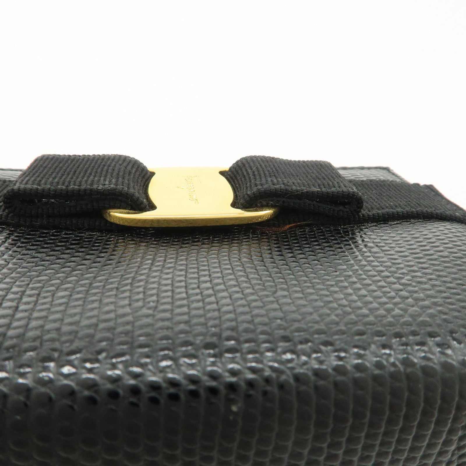 Ferragamo Vara Ribbon Leather Pouch Black