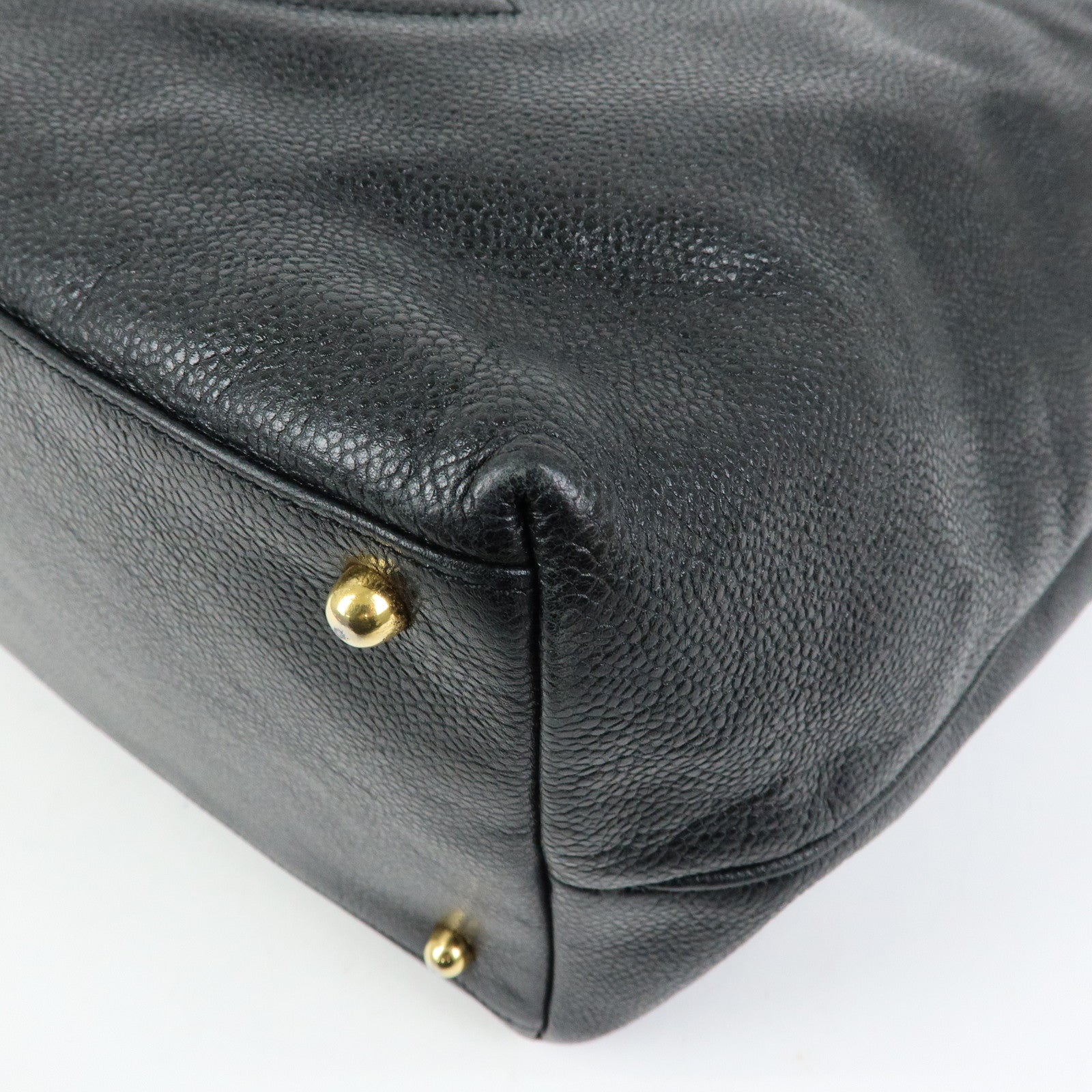CHANEL Large COCO Mark Cavairskin Shoulder Bag Black