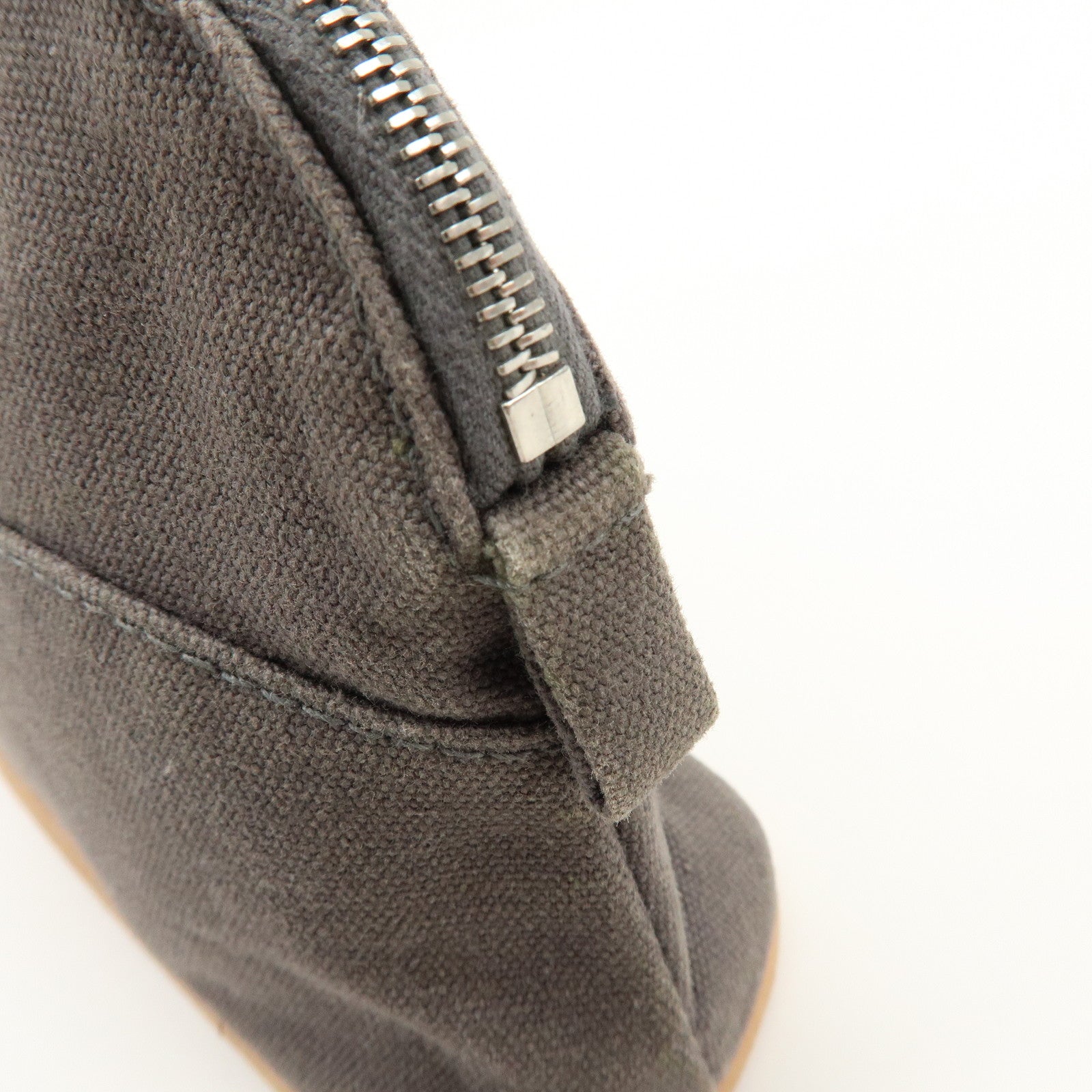 HERMES Bolide Mini Mini 16 Canvas Leather Pouch Gray Beige