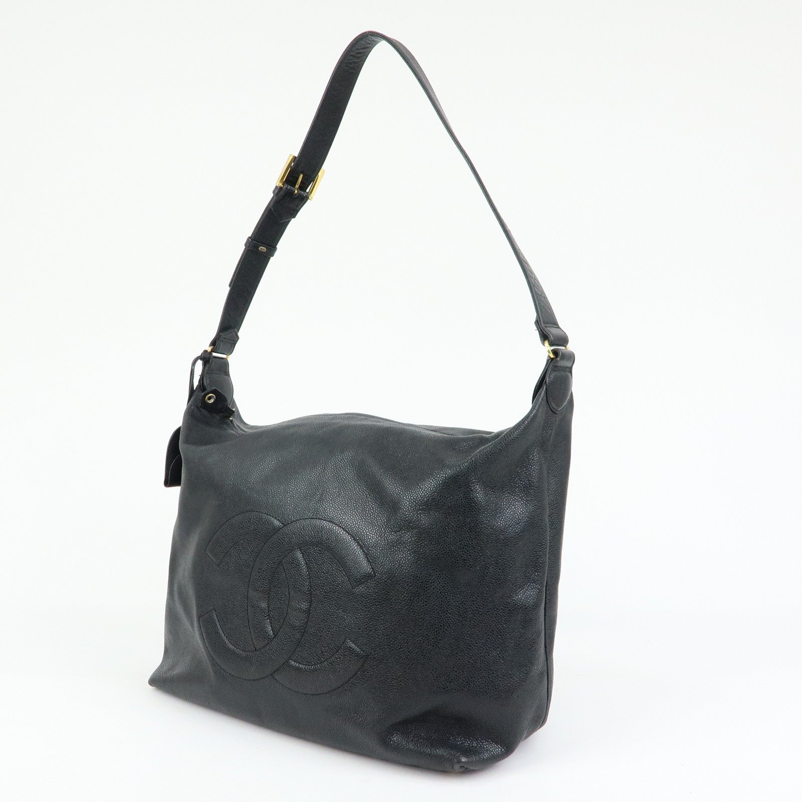 CHANEL Large COCO Mark Cavairskin Shoulder Bag Black