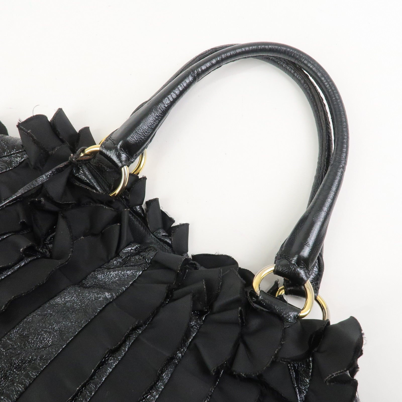 PRADA Patent Nylon Leather Shoulder Bag Hand Bag Black BR4176