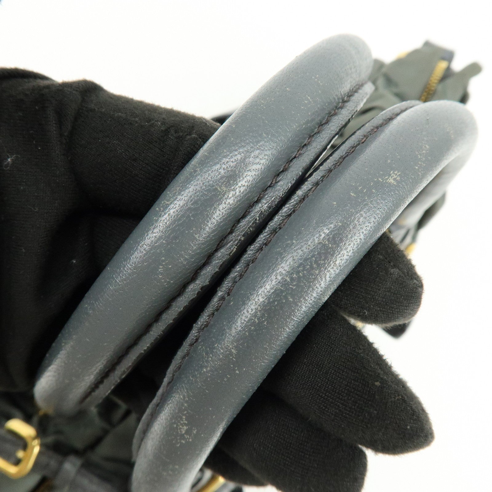 PRADA Nylon Leather 2Way Bag Hand Bag Shoulder Bag Gray BN1407