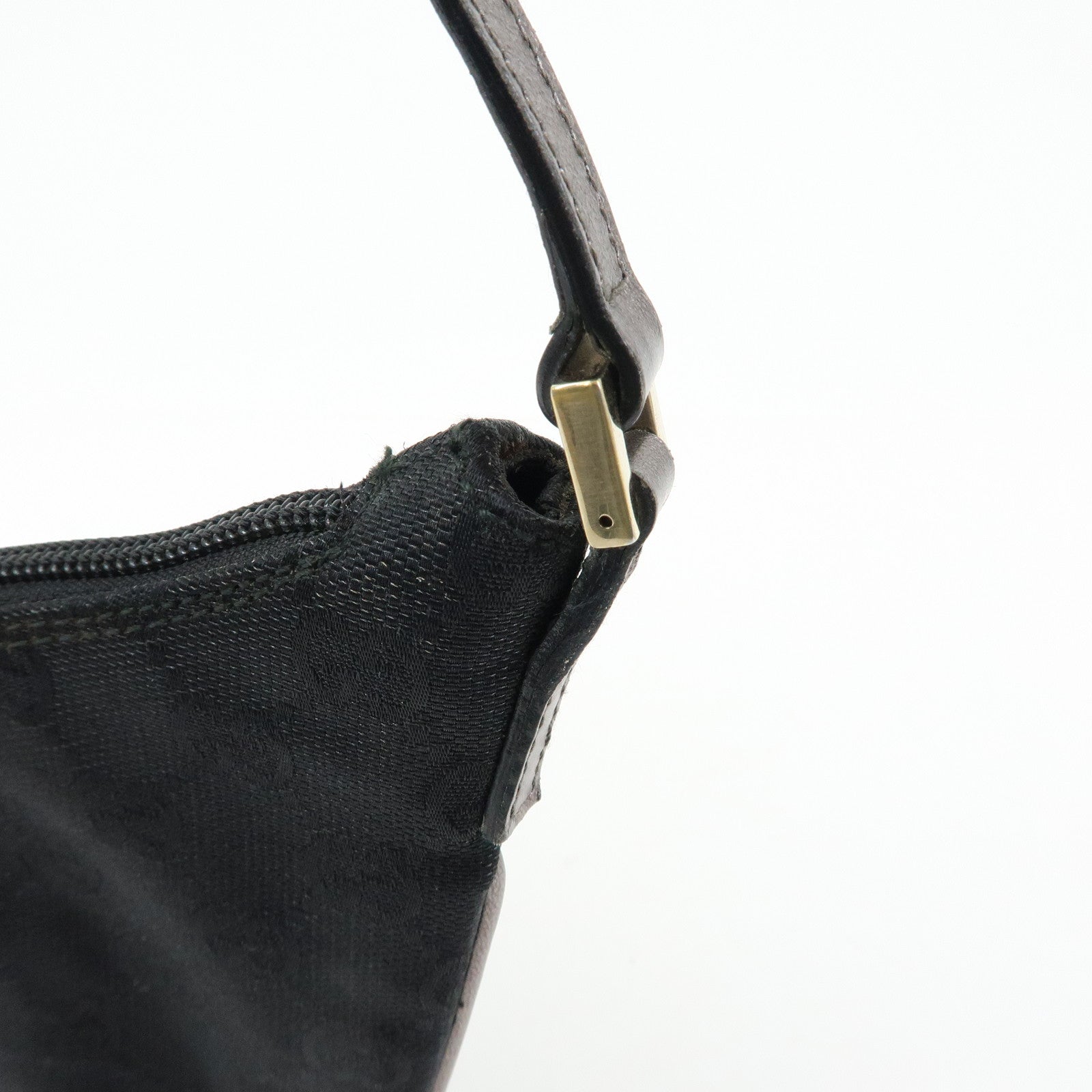 GUCCI GG Canvas Leather Shoulder Bag Hand Bag Black 005.0813
