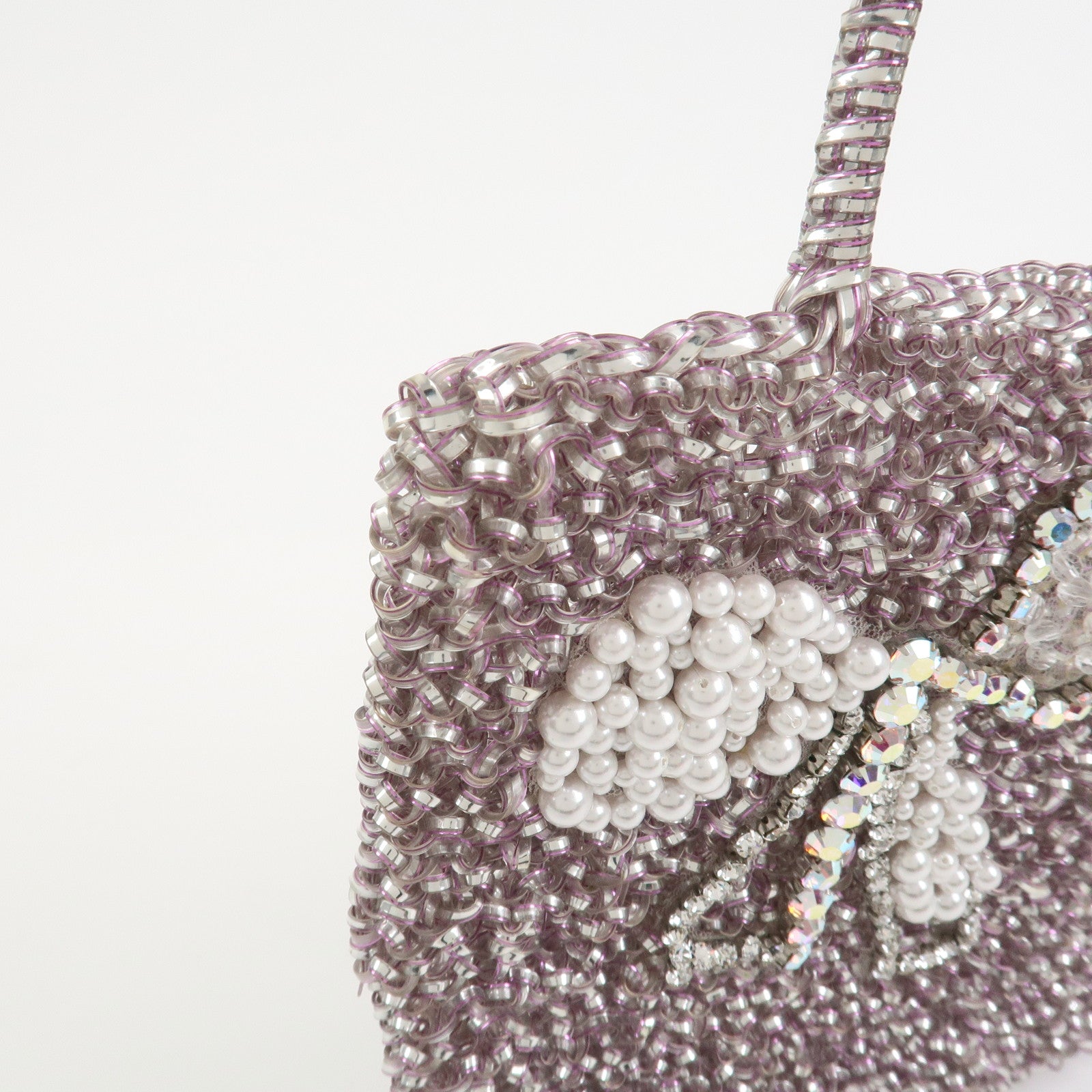 ANTEPRIMA PVC Wire Rhinestone Hand Bag Ribbon Pink