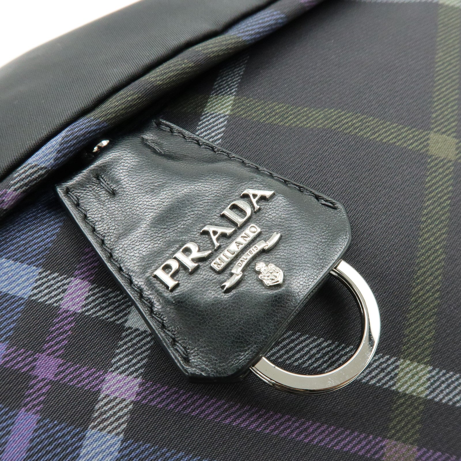 PRADA Triangle Logo Plaid Nylon Leather 2Way Bag Hand Shoulder Bag