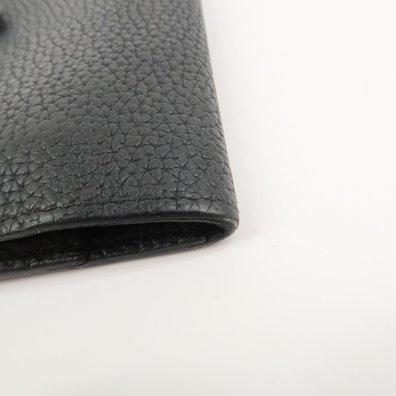 HERMES Dogon Togo Leather Compact Wallet Y Stamped Black