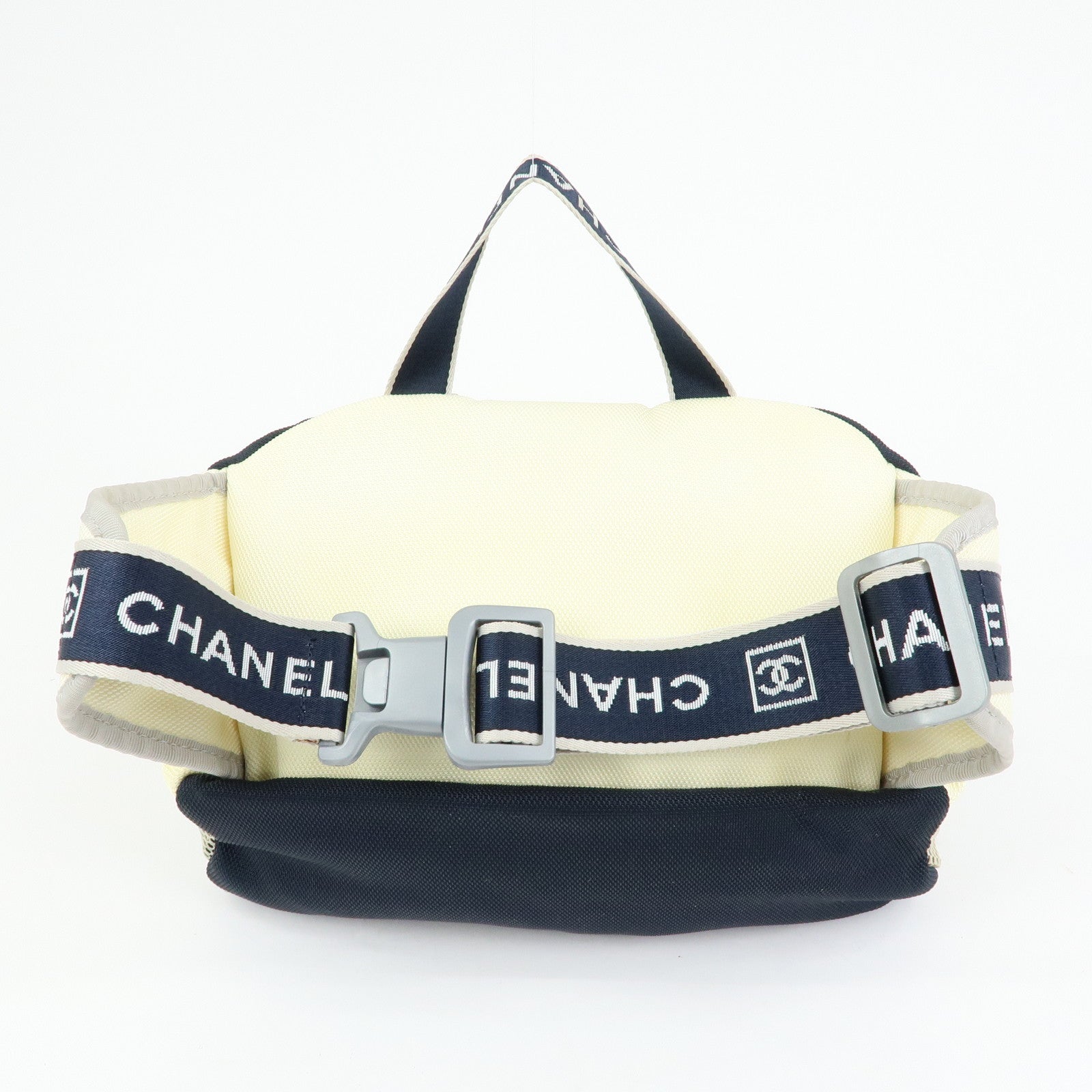 CHANEL Sportline Nylon 2Way Bag Hand Bag Navy Ivory A27892