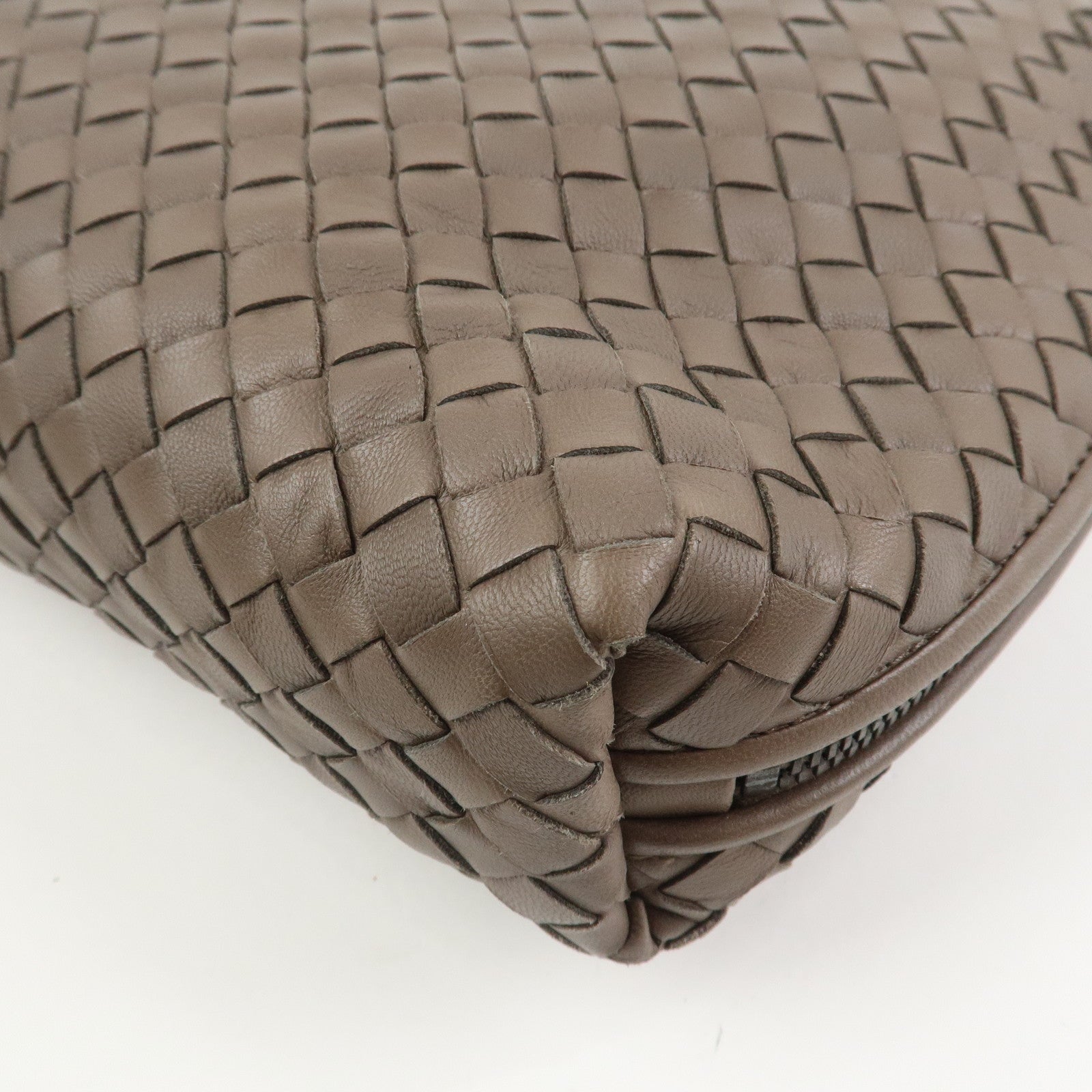 BOTTEGA VENETA Intrecciato Leather Shoulder Crossbody Bag Greige