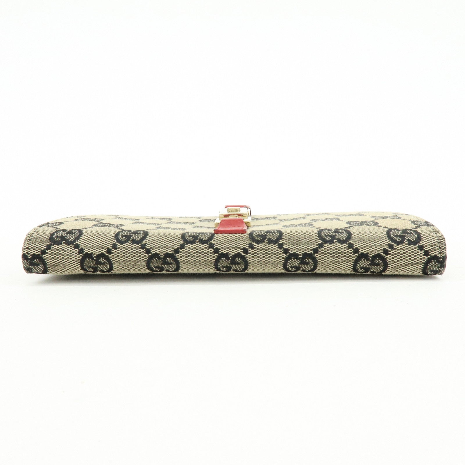 GUCCI Jackie GG Canvas Leather Long Wallet Beige Red 035.0416.2134